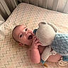 Shawn joined the competition — help win amazing prizes! baby, infant, child, smiling, laughing, portrait, face, eyes, crib, mattress, nursery, plush_toy, elephant_toy, stuffed_animal, blanket, pacifier, indoor, candid, happy, cozy