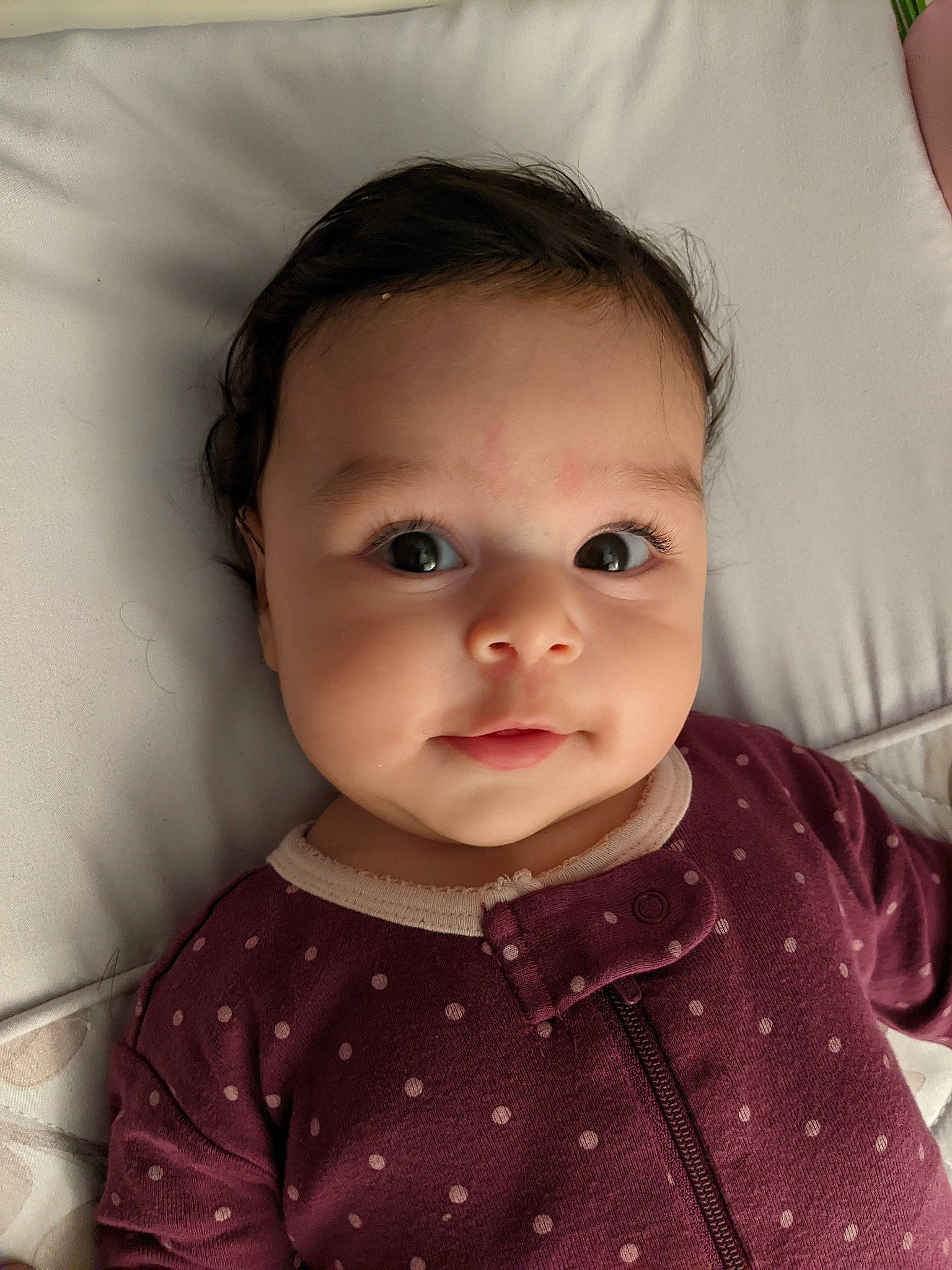 Leila joined the competition — help win amazing prizes! baby, baby_toddler_clothing, cheek, chin, collar, dress, eyebrow, eyelash, face, hairstyle, head, iris, lip, neck, nose, organ, person, skin, sleeve, textile
