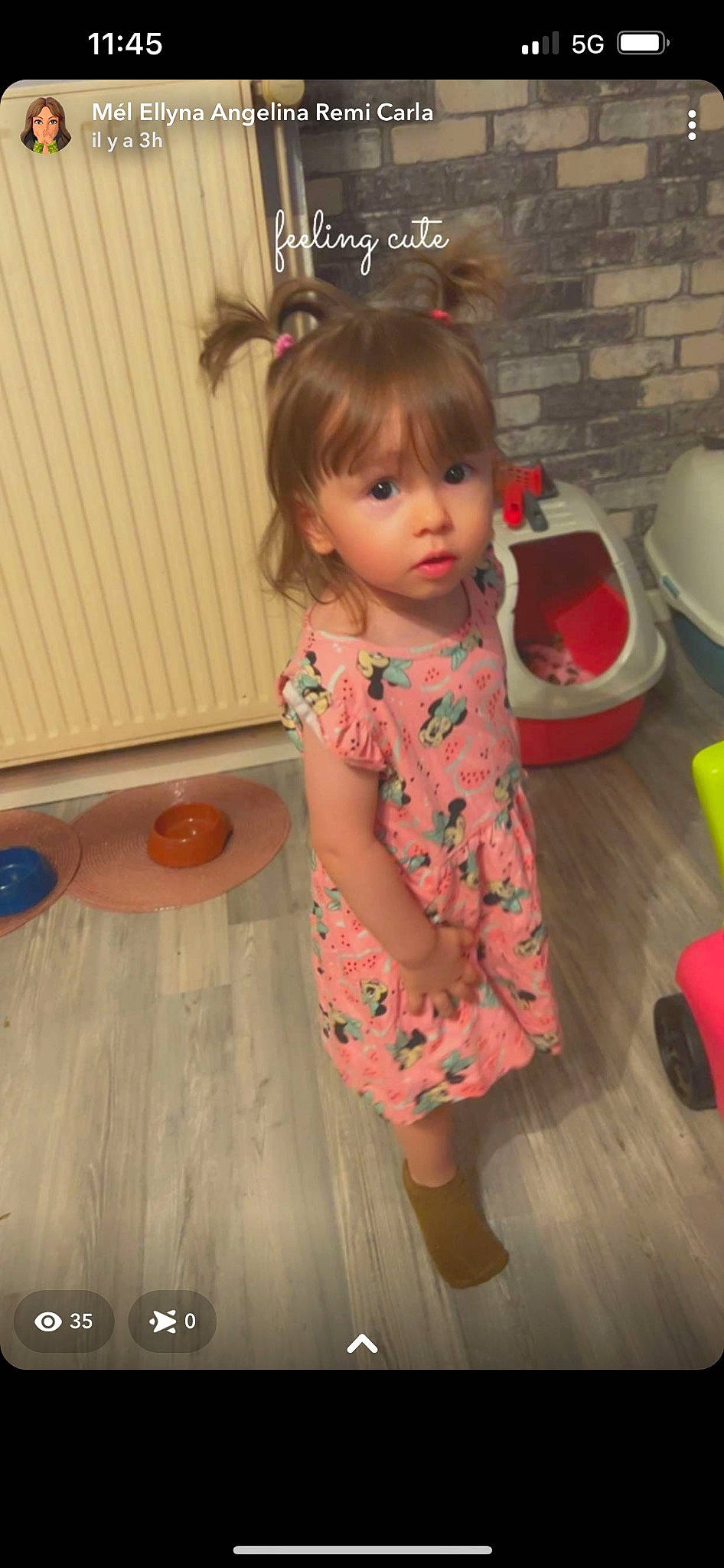 Carla a rejoint le concours — aidez-le/la à gagner de superbes lots ! baby, baby_toddler_clothing, child, floor, flooring, fun, happy, hardwood, head, human_leg, leg, nose, person, pink, skin, sleeve, standing, thumb, toddler, toy