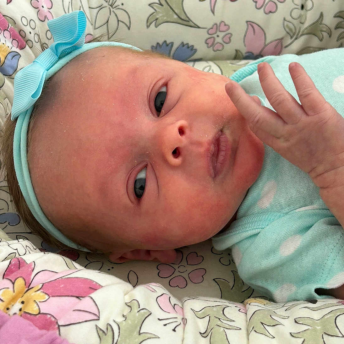 Madelynn joined the competition — help win amazing prizes! accessories, baby, bed, bodypart, bonnet, clothing, couch, cushion, face, finger, furniture, hand, hat, head, homedecor, newborn, person, photography, portrait, quilt