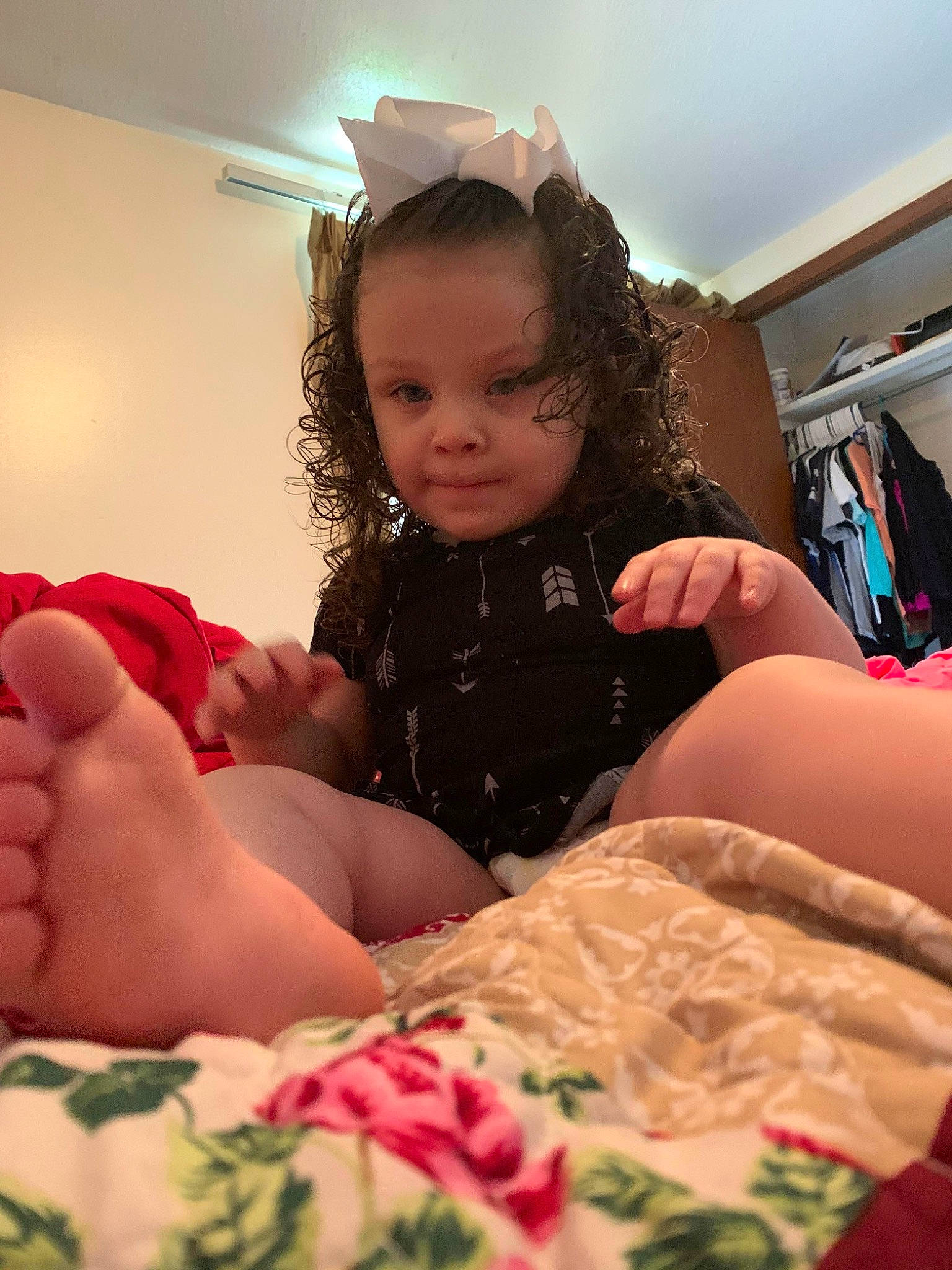 Emmalea joined the competition — help win amazing prizes! arm, baby, cheek, child, finger, foot, leg, nail, person, room, thumb, toddler