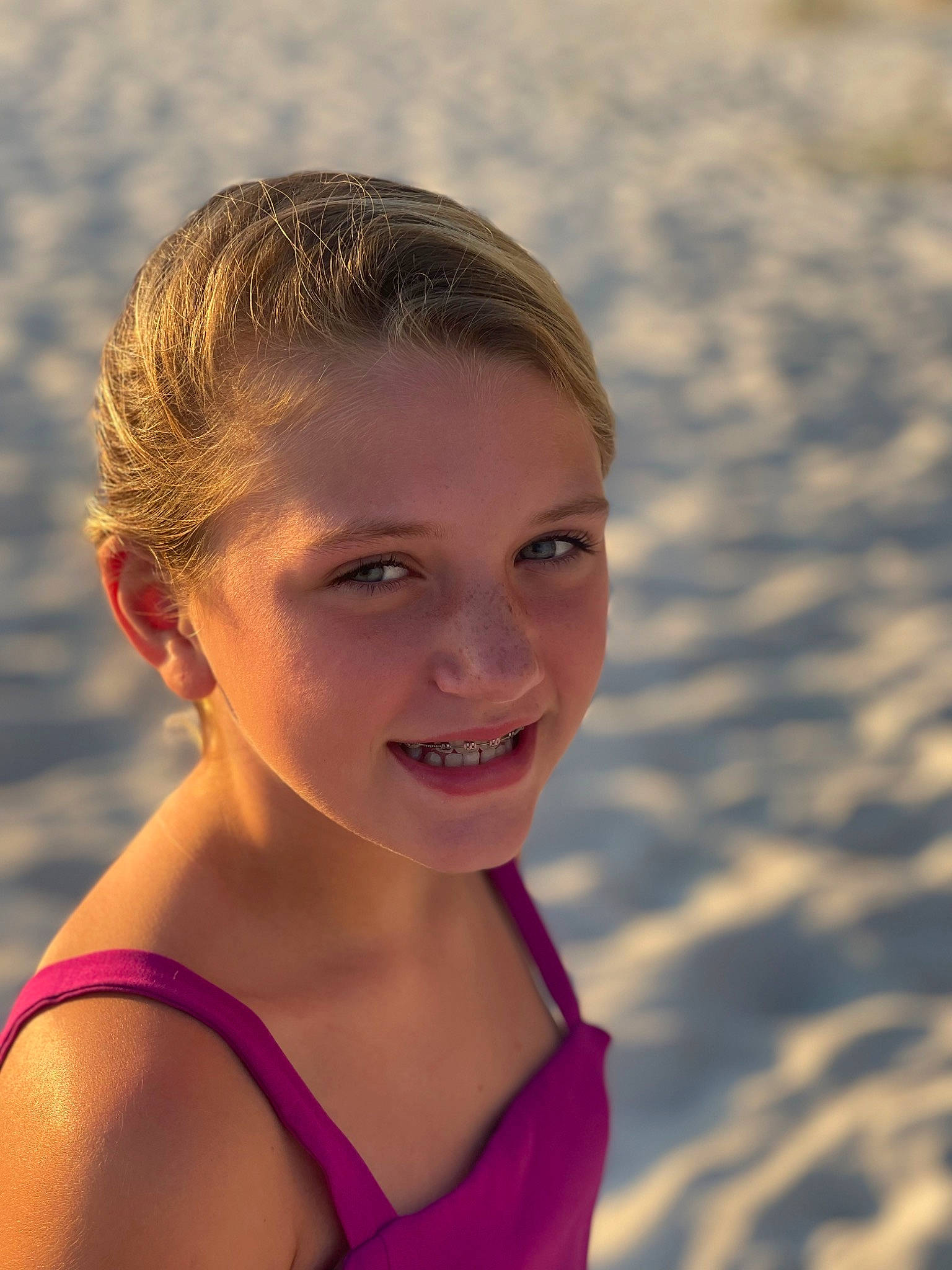 Harlee is registered to the contest to win money with this photo: beach, beauty, body_of_water, chest, electric_blue, flash_photography, fun, hairstyle, happy, jaw, joy, leisure, lip, long_hair, neck, people_in_nature, people_on_beach, person, shoulder, smile