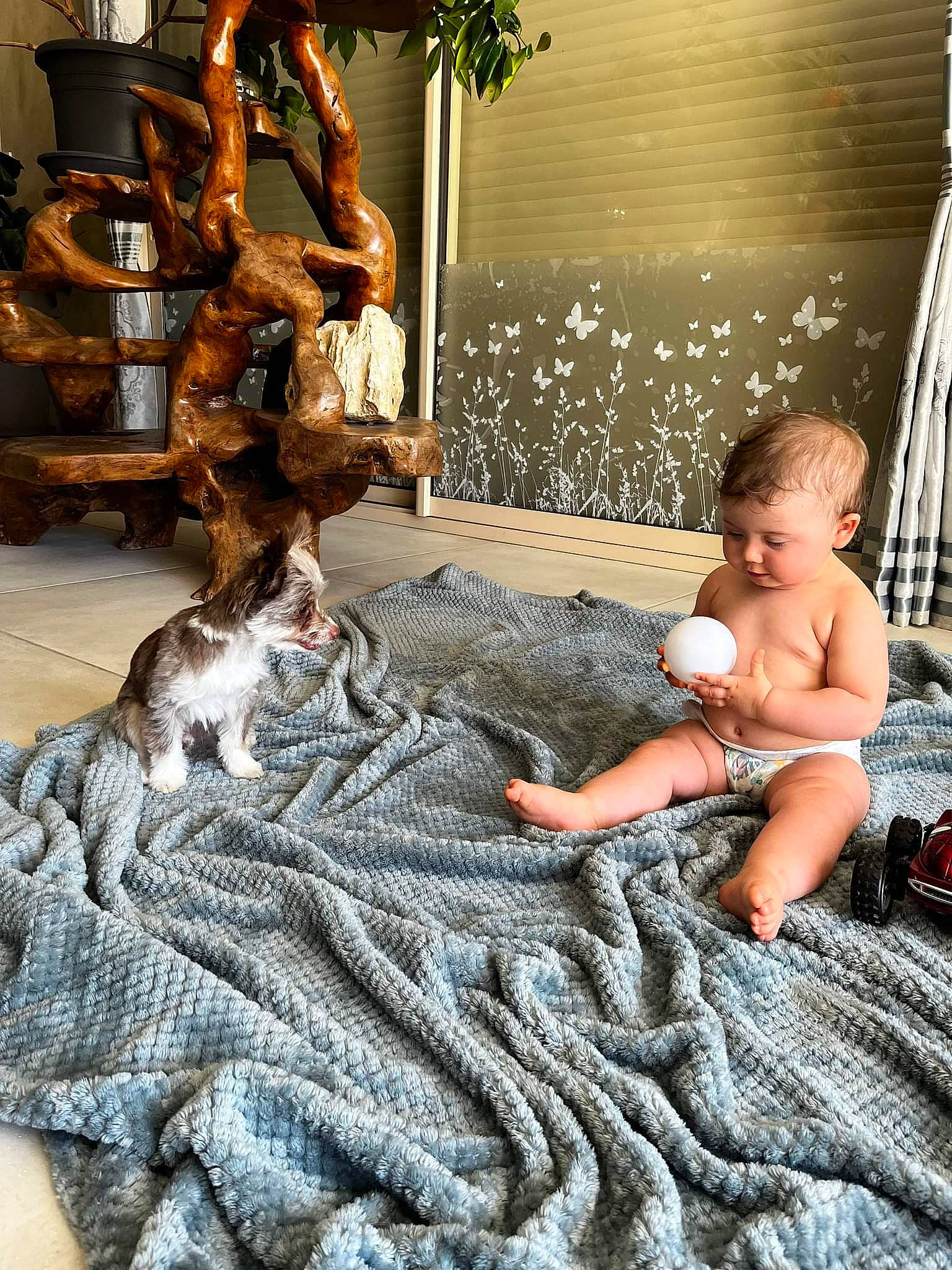 Lylia participe au concours pour gagner de l'argent avec cette photo : barechested, barefoot, bathing, denim, flooring, foot, fun, fur, ladder, leisure, linens, pattern, person, room, sitting, thread, toddler, toe, vacation, water