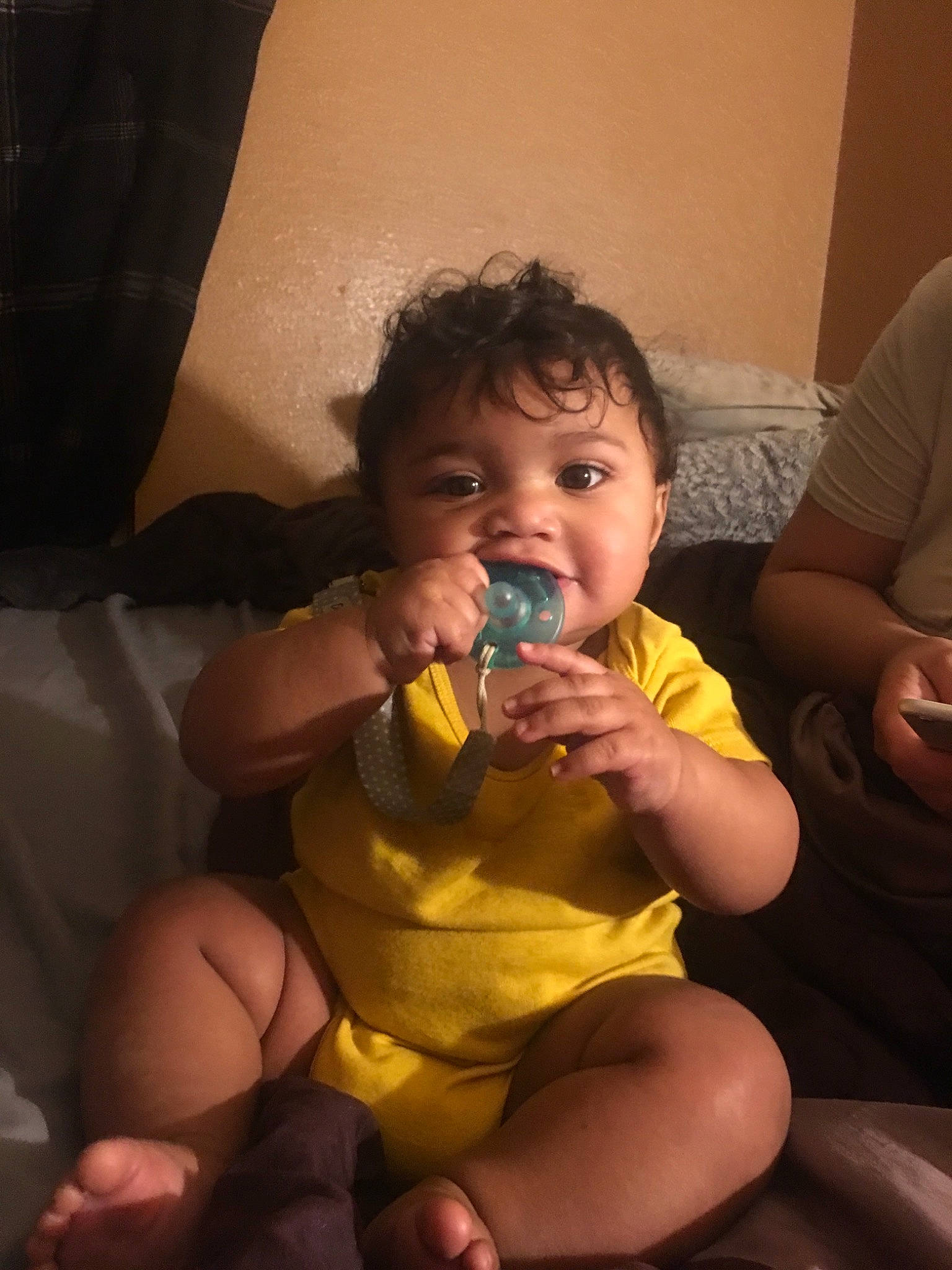 Kevin Jr. joined the competition — help win amazing prizes! baby, child, finger, fun, mouth, muscle, neck, person, sitting, thumb, toddler