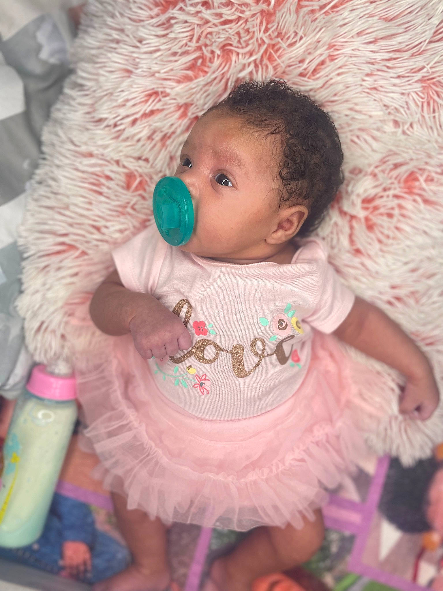 Des'Mariah is registered to the contest to win money with this photo: baby, baby_products, baby_toddler_clothing, baby_toys, cheek, child, costume, dress, fur, happy, iris, magenta, person, pink, plush, ruffle, skin, sleeve, stuffed_toy, toddler