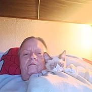 Finnley joined the competition — help win amazing prizes! person, cat, blanket, indoor, resting, cozy, sleepy, warm_light, head, face, fur, comfort, pillow, spiderman_pillow, relaxation, home, portrait, animal, pet, companion