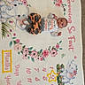 baby, carpet, child, clothing, colorful, cute, decorative, elephant, floor, flowers, infant, lying_down, milestone_blanket, months, person, pink, portrait, star_marker, weeks, white