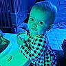 Maebelle joined the competition — help win amazing prizes! baby, blue_lighting, checkered_shirt, child, clothing, crib, curious, dressing_table, face, floor, green_lighting, high_chair, indoor, person, room, sippy_cup, snacks, standing, toddler, young_child