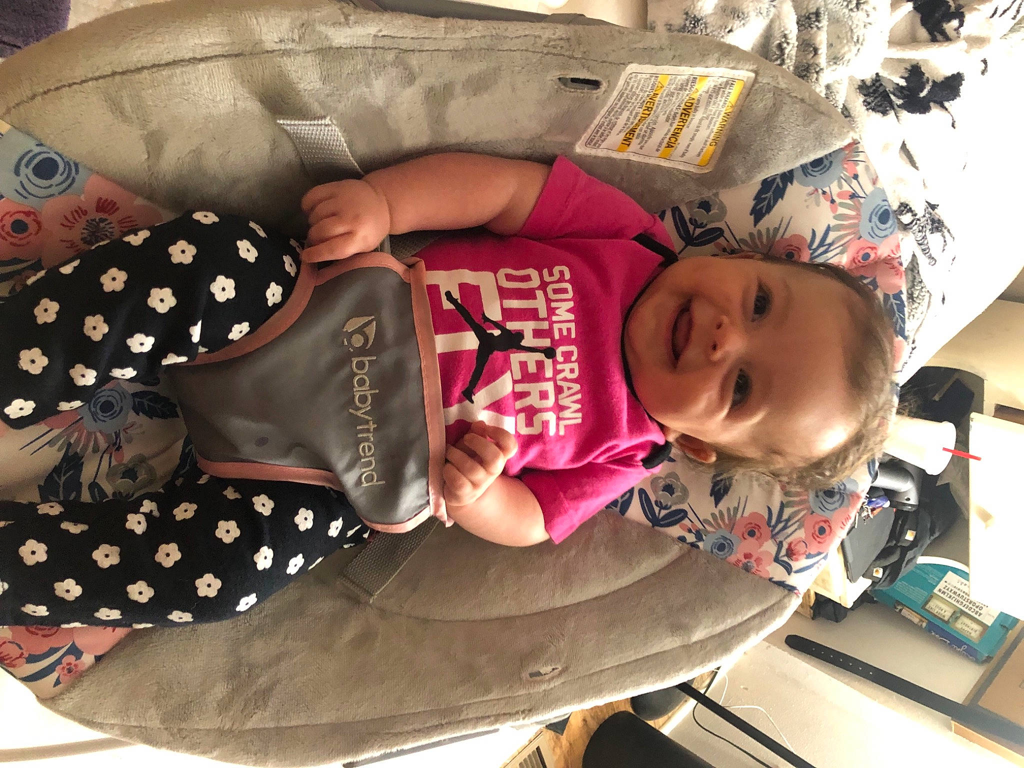Elouise is registered to the contest to win money with this photo: baby, baby_products, baby_toddler_clothing, carmine, child, fashion, fashion_accessory, fun, hat, headgear, human_body, joy, pattern, person, room, sleeve, toddler, white