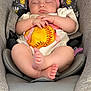 Amelia is registered to the contest to win money with this photo: baby, sleeping, car_seat, pink_bow, headband, infant, child, hands, feet, clothing, cute, floral_pattern, gray, peaceful, resting, seatbelt, soft, newborn, indoors, portrait