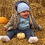 Robbie joined the competition — help win amazing prizes! autumn, baby, celebration, child, clothing, cozy, cute, fall, happy, hat, hay, jacket, outdoor, person, playful, pumpkin, seasonal, sitting, smiling, warm