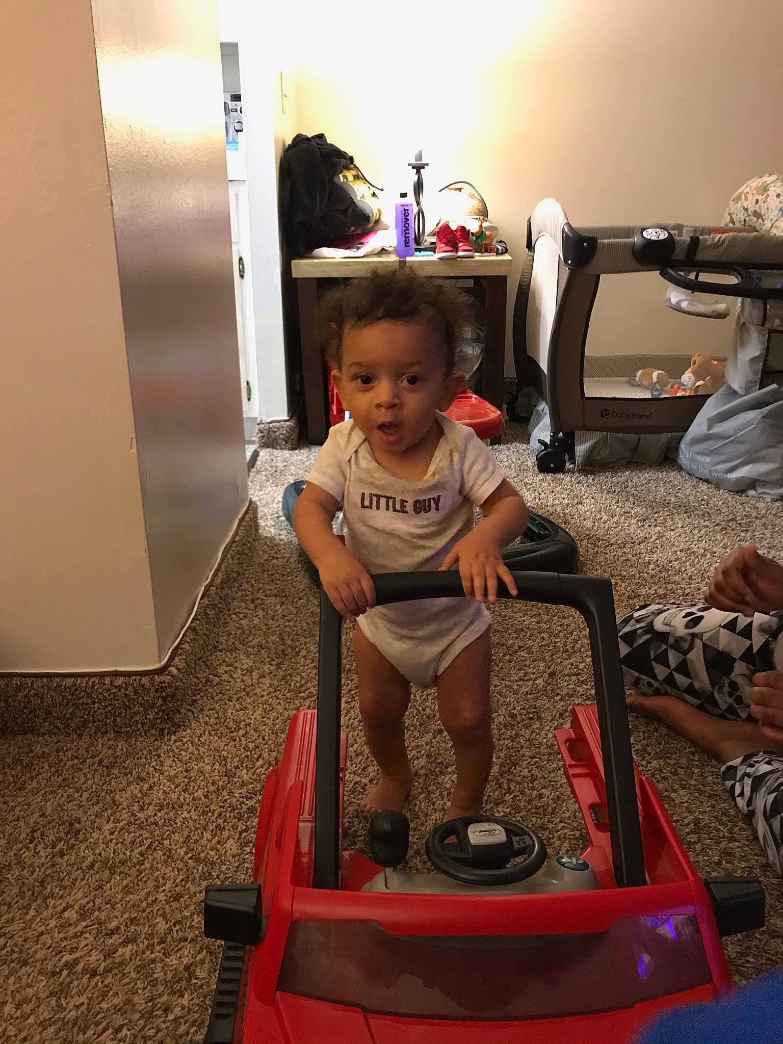 Anthony is registered to the contest to win money with this photo: child, fun, person, play, product, sitting, toddler