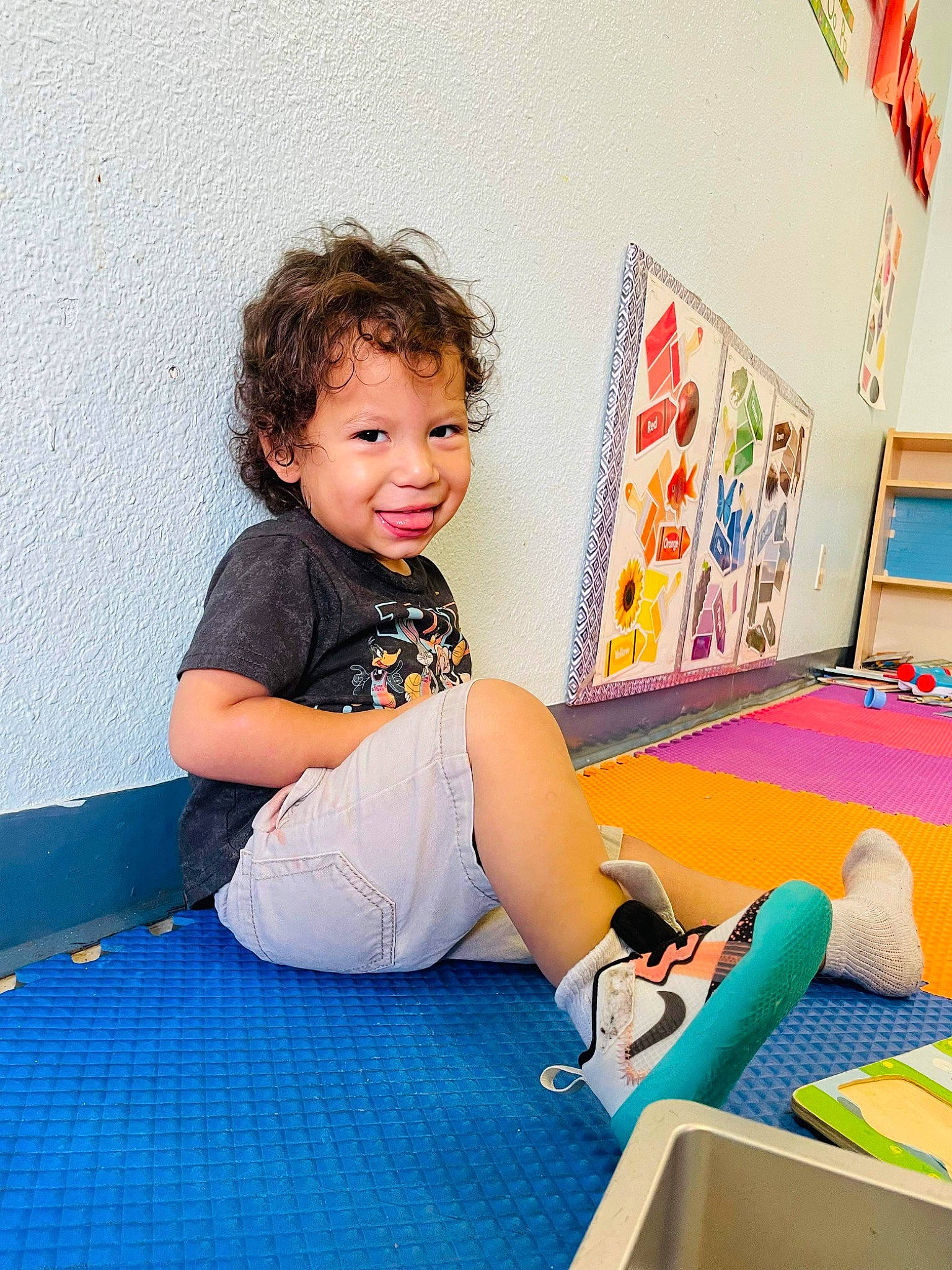 Jose joined the competition — help win amazing prizes! baby_playing_with_toys, beauty, child, comfort, electric_blue, floor, flooring, fun, happy, human_leg, joint, joy, knee, leisure, person, recreation, smile, sneakers, t_shirt, thigh