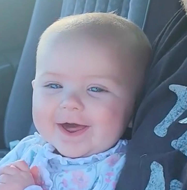 Kylee is registered to the contest to win money with this photo: baby, baby_toddler_clothing, cheek, chin, ear, eye, eyebrow, face, facial_expression, happy, head, iris, joy, lip, mouth, nose, person, product, skin, sleeve