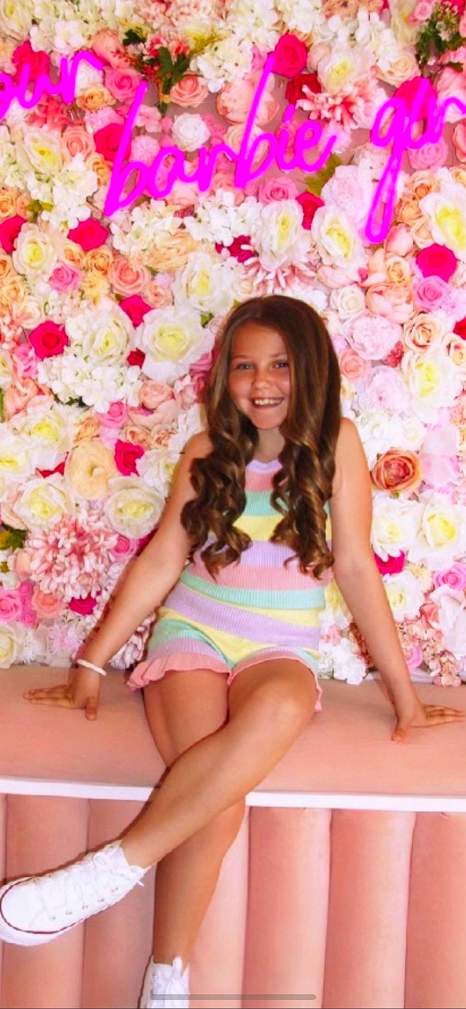 Evie is registered to the contest to win money with this photo: beauty, flower, hair, happy, human_leg, joy, knee, leg, lingerie, long_hair, magenta, necklace, people_in_nature, person, petal, pink, shorts, smile, textile, thigh