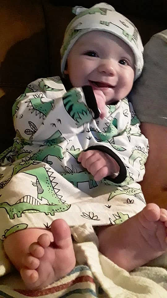 Harlem joined the competition — help win amazing prizes! arm, baby, camouflage, cheek, child, headwear, person, soldier, toddler