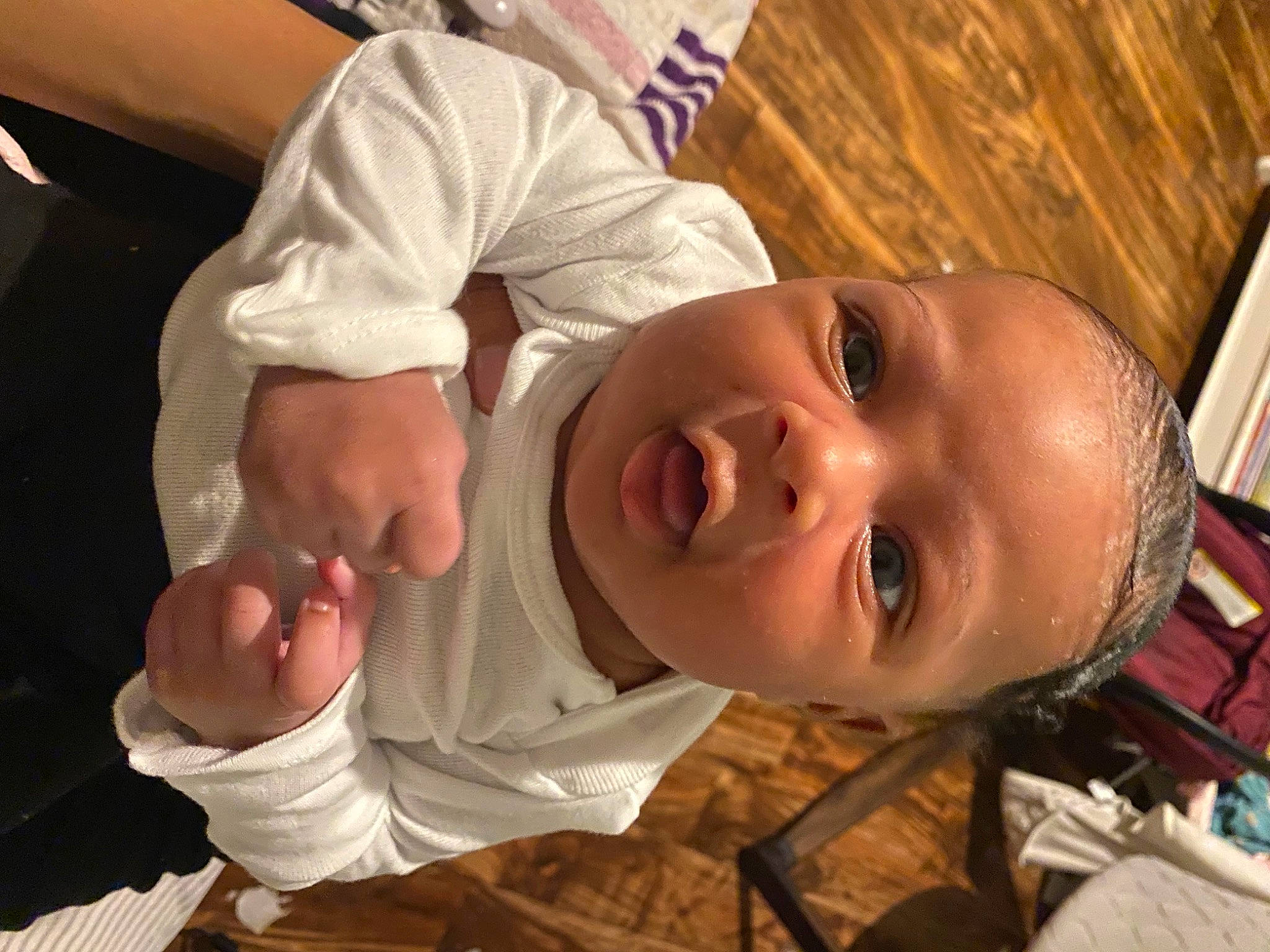 Ahlani is registered to the contest to win money with this photo: baby, baby_toddler_clothing, child, eyelash, finger, fun, gesture, hand, happy, hat, mouth, nail, nose, person, shelf, skin, sleeve, smile, thumb, toddler