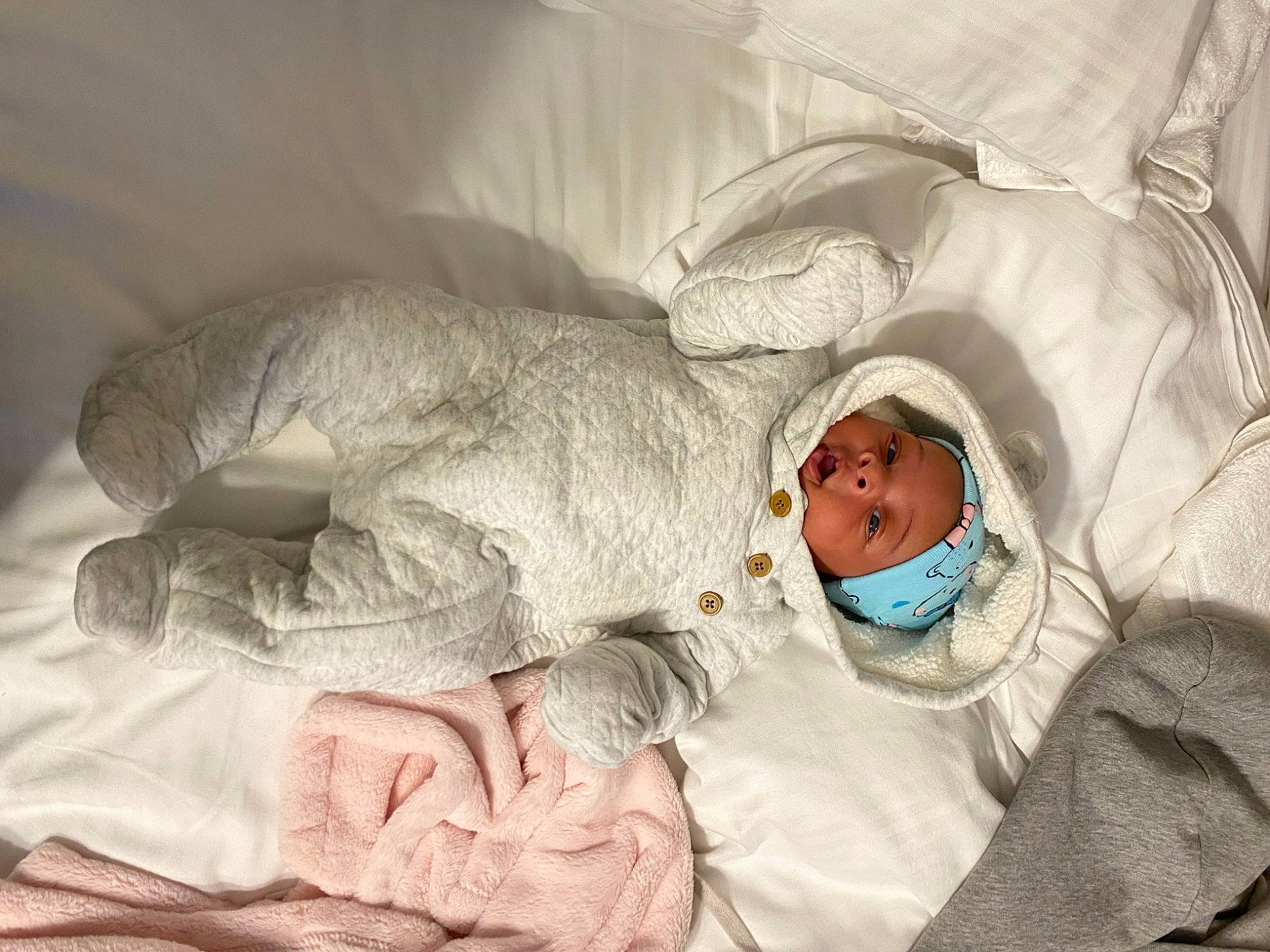 Ahlani joined the competition — help win amazing prizes! baby, baby_products, baby_sleeping, bedding, bedtime, blanket, child, childbirth, comfort, eye, head, headwear, hospital, human_body, linens, nap, person, room, sleep, toddler