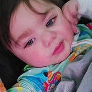 Randy joined the competition — help win amazing prizes! baby, blue_eyes, child, close_up, colorful_clothing, cute, expression, eyebrows, face, hair, hand, indoor, person, portrait, resting, rosy_cheeks, skin, soft_lighting, toddler, young_child