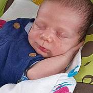 Lucas joined the competition — help win amazing prizes! baby, sleeping, infant, blue_clothing, blanket, cushion, closeup, peaceful, resting, newborn, face, hand, indoors, soft, cute, child, portrait, comfort, sleep, cozy