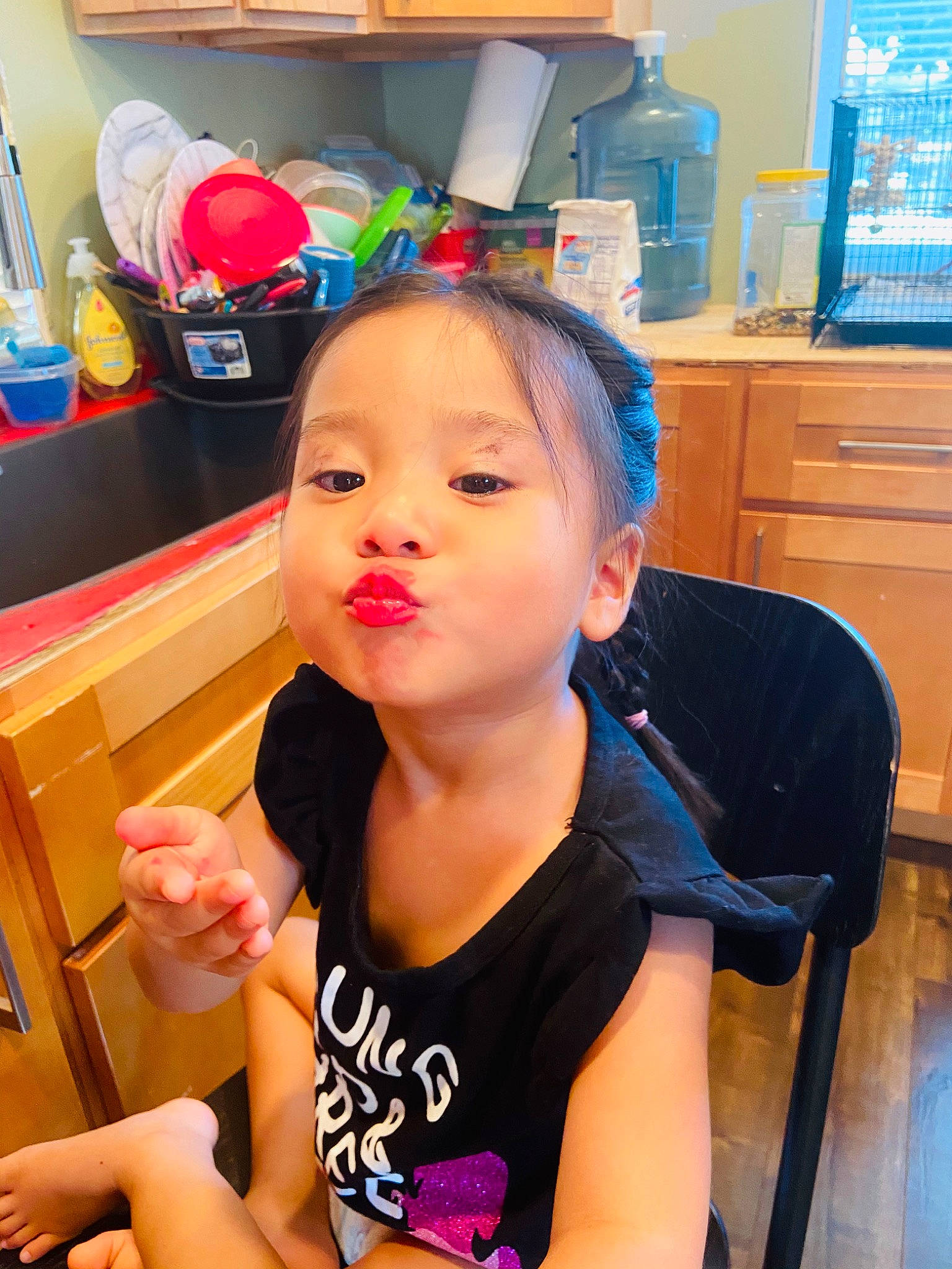 Jasmine is registered to the contest to win money with this photo: cheek, child, ear, finger, person, thumb, toddler