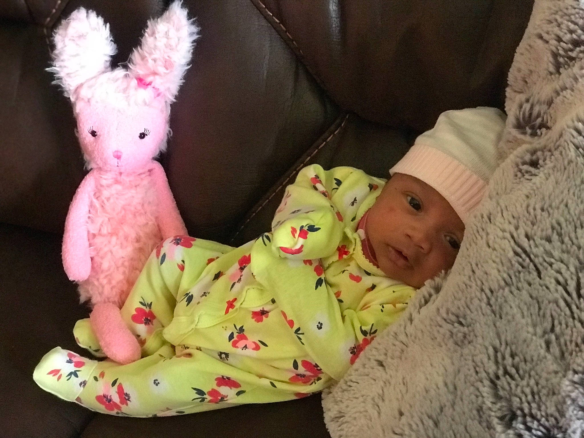 Lianna is registered to the contest to win money with this photo: baby, child, ear, fawn, headwear, person, pink, stuffed_toy, toddler, toy