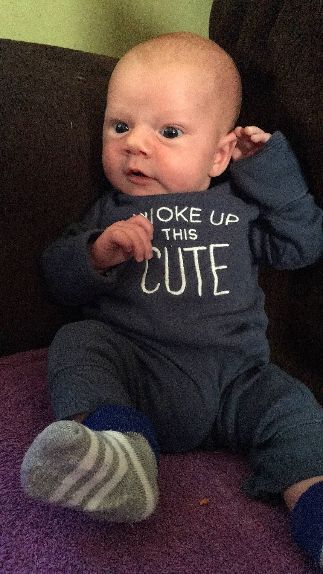 Breklynd is registered to the contest to win money with this photo: arm, baby, baby_products, baby_toddler_clothing, cheek, child, cool, head, person, product, sitting, sleeve, toddler