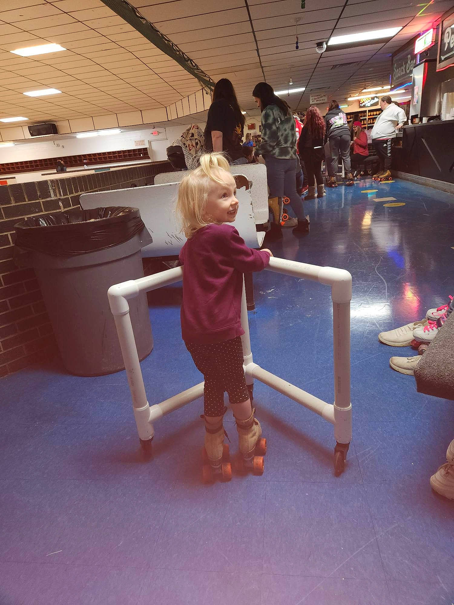 Fiona joined the competition — help win amazing prizes! automotive_design, ceiling, child, event, floor, flooring, fun, indoor_games_and_sports, joy, leisure, luxury_vehicle, motor_vehicle, person, recreation, room, t_shirt, toddler, under_exposed, wood