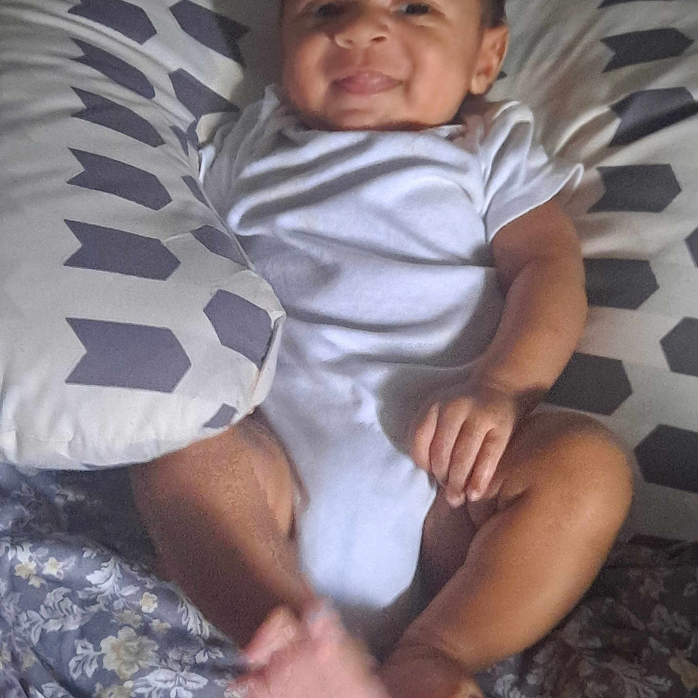 Jaxson joined the competition — help win amazing prizes! baby, bed, bedroom, blanket, clothing, cushion, face, furniture, happy, head, homedecor, indoors, newborn, person, photography, pillow, portrait, quilt, room, t_shirt