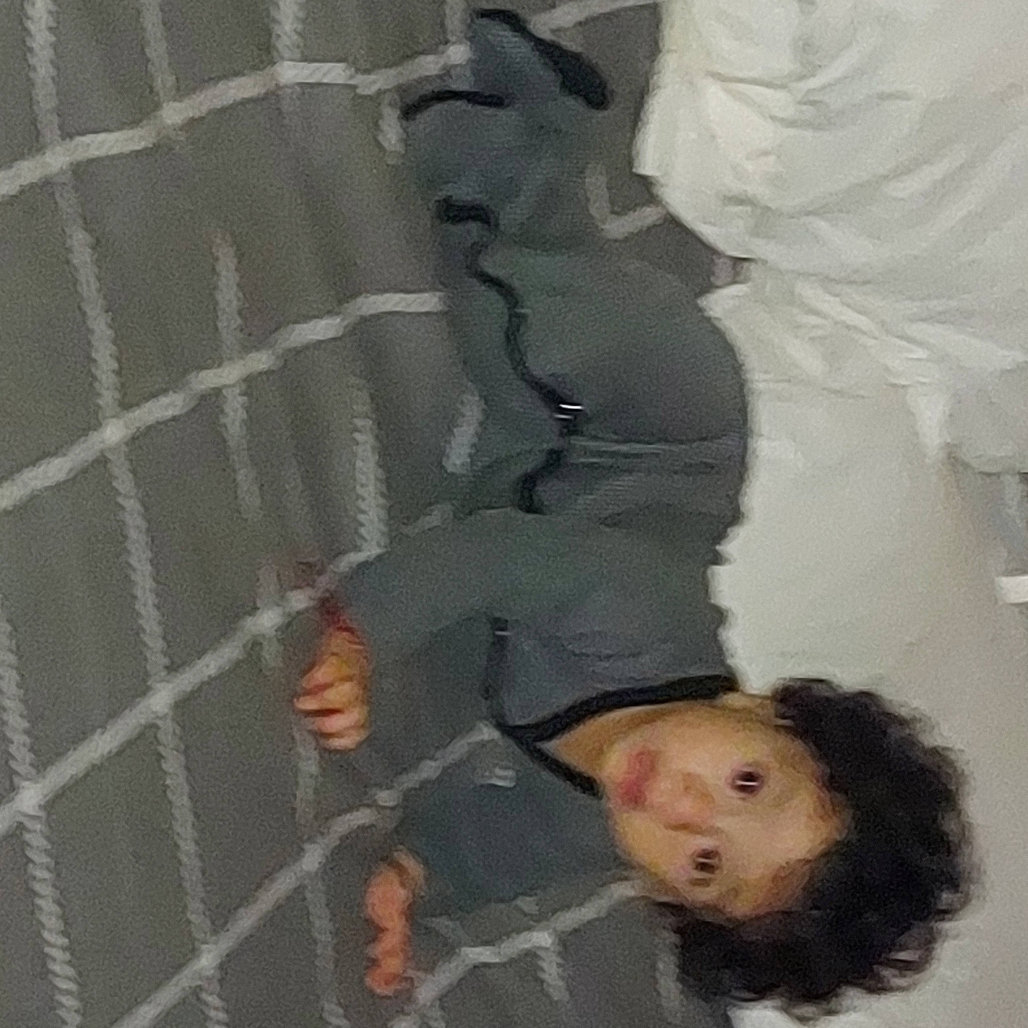 Joshua is registered to the contest to win money with this photo: adventure, art, ceiling, child, comfort, elbow, flooring, fun, gesture, human_leg, knee, linens, pattern, person, plaster, room, textile, toddler, wall, wood