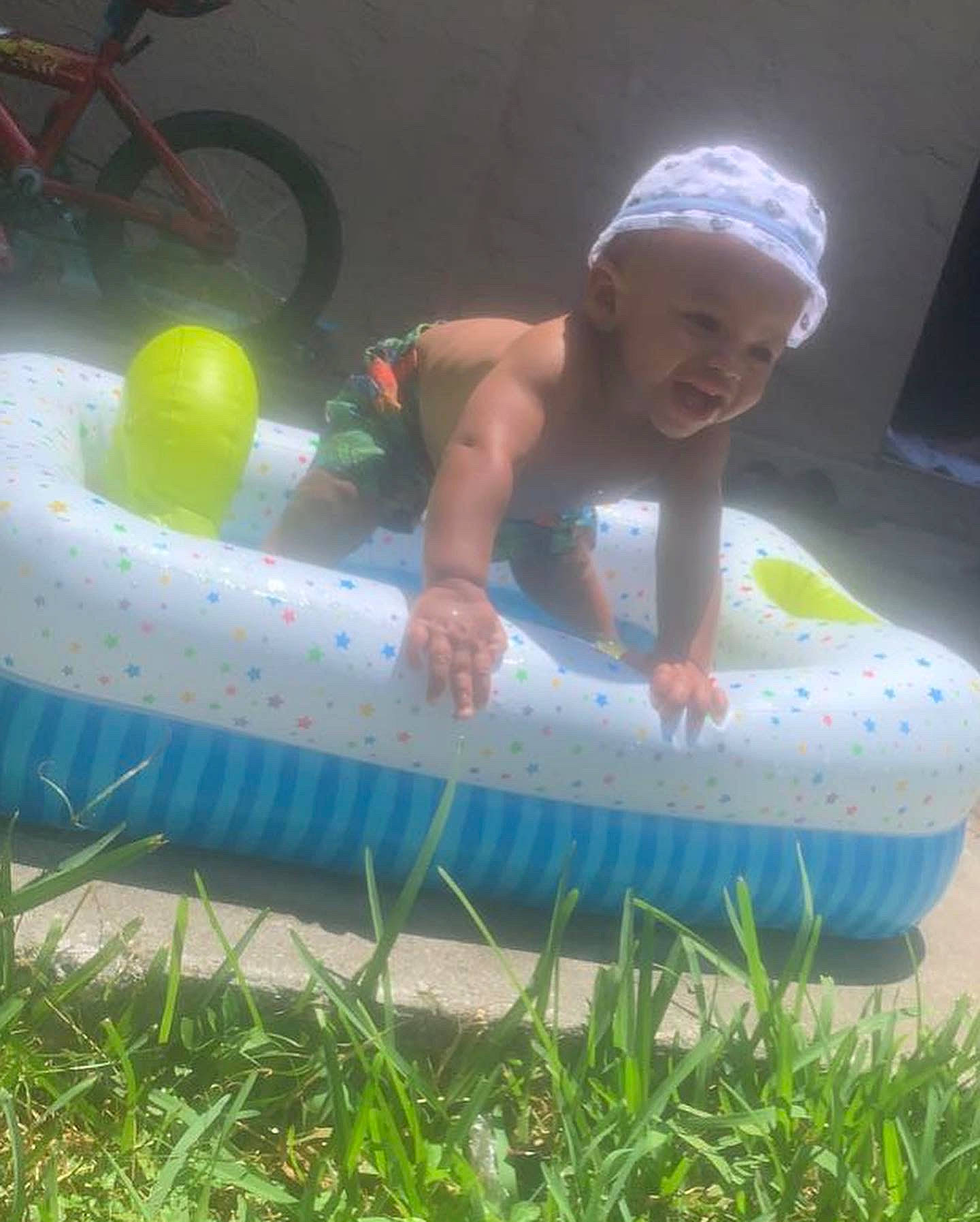 Jay joined the competition — help win amazing prizes! baby, baby_bathing, baby_products, bath_toy, bathing, bathtub, bicycle, bicycle_wheel, child, fun, grass, inflatable, leisure, person, recreation, summer, tire, toddler, toy, water