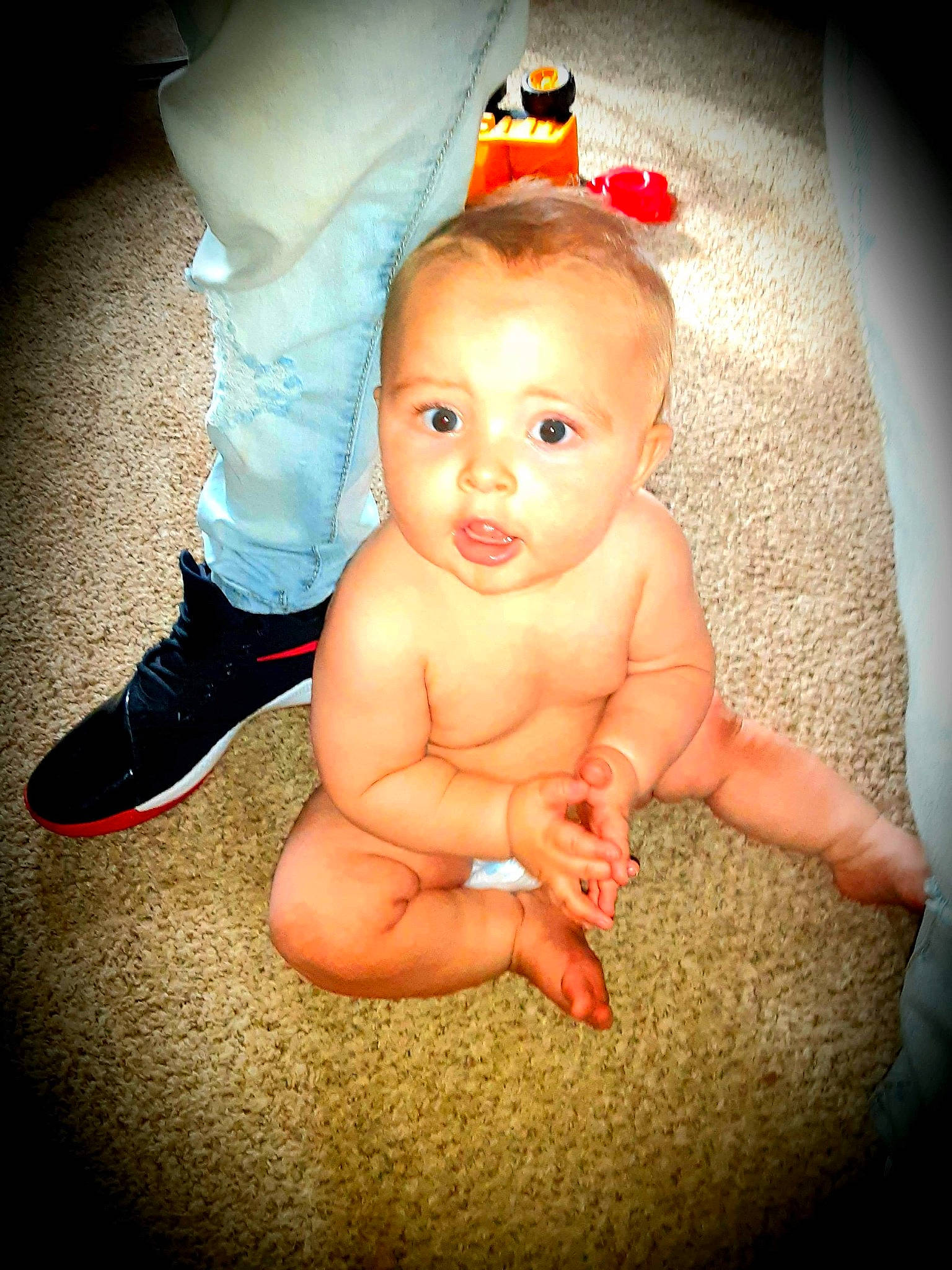 Clay joined the competition — help win amazing prizes! abdomen, baby, baby_products, baby_toddler_clothing, baby_toys, chest, person, stomach, toy