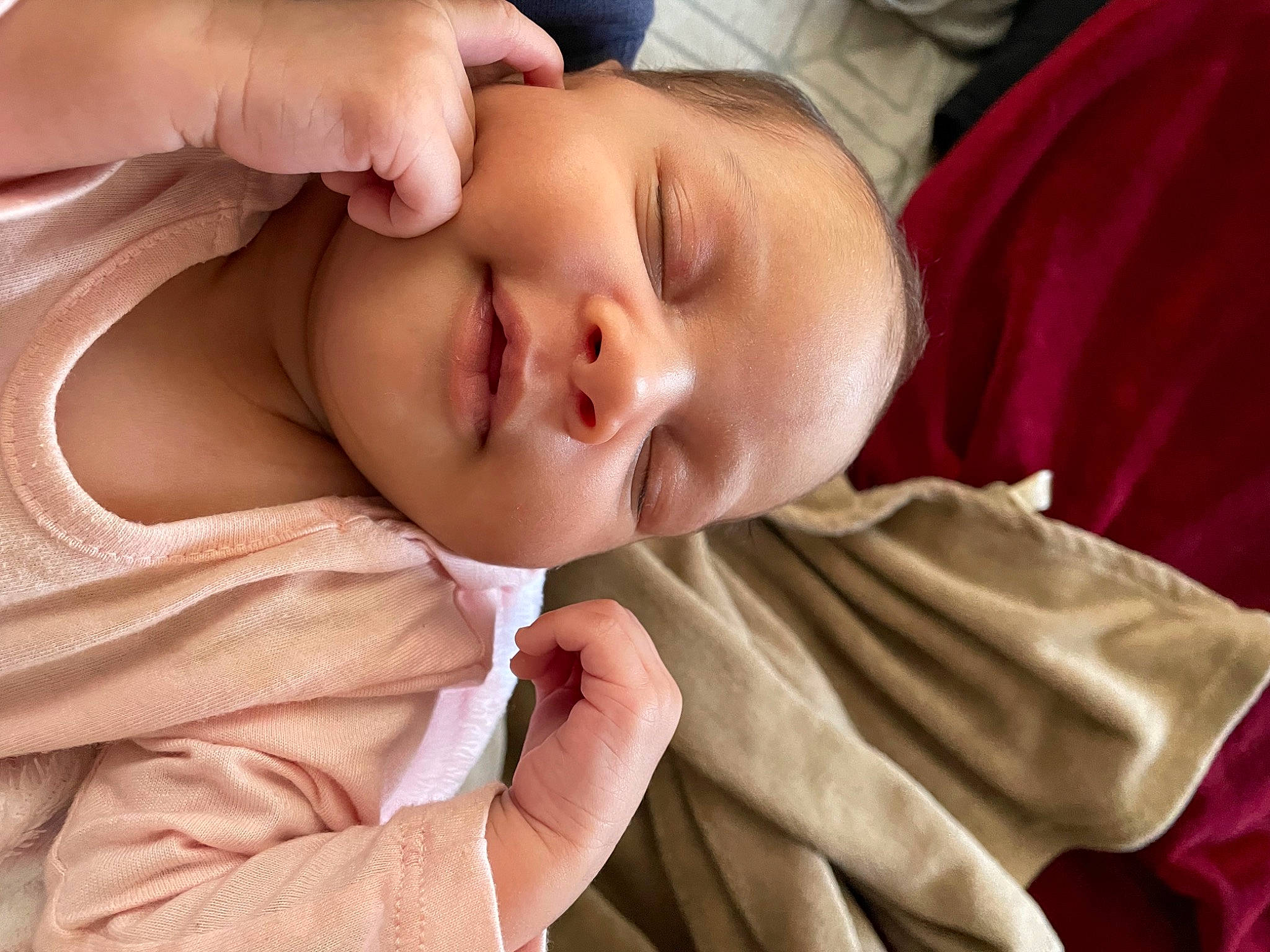 Rhea joined the competition — help win amazing prizes! baby, baby_sleeping, baby_toddler_clothing, bedtime, cheek, comfort, ear, eyebrow, eyelash, finger, gesture, happy, linens, lip, mouth, nose, person, skin, sleeve, thumb