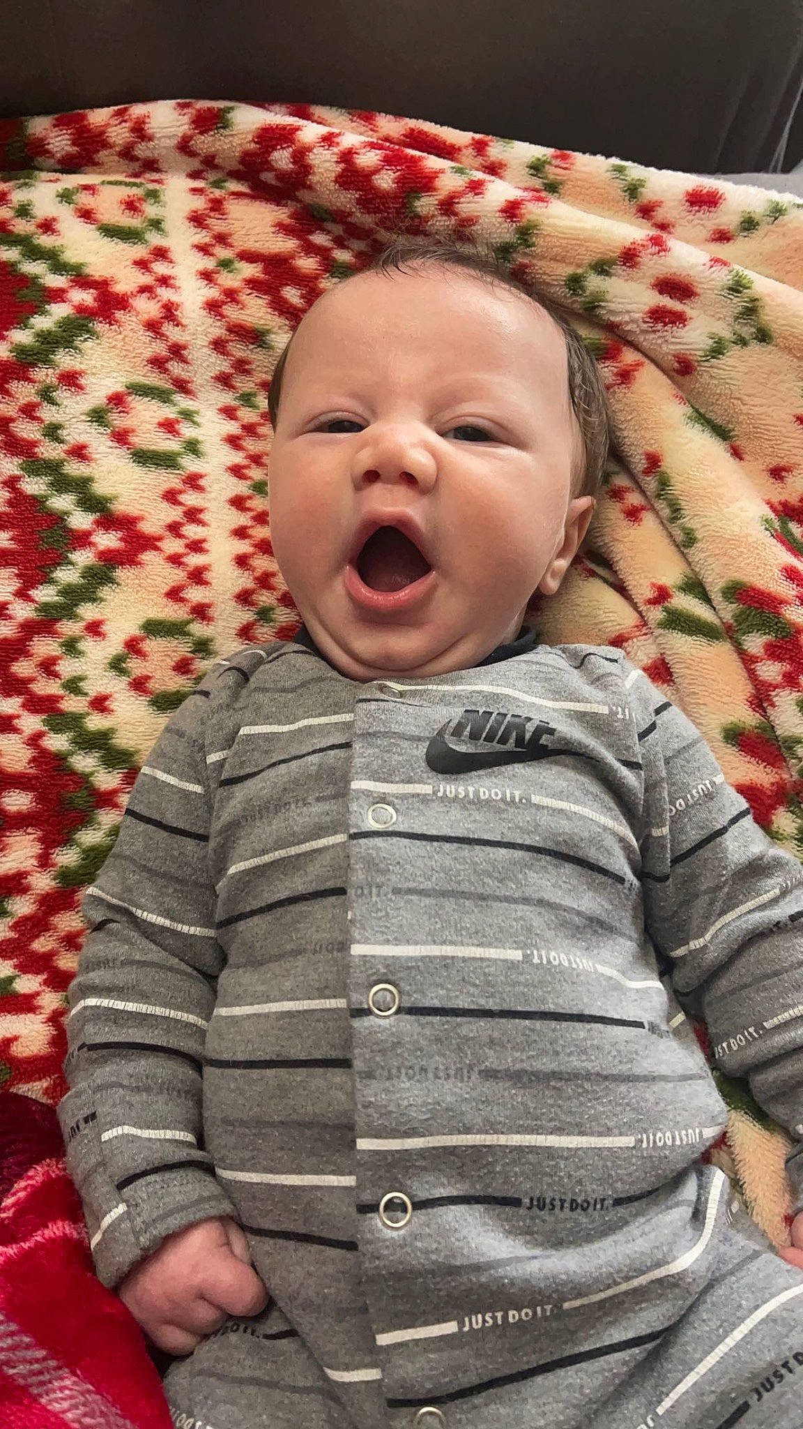 Jayden joined the competition — help win amazing prizes! baby, baby_toddler_clothing, cheek, child, chin, collar, comfort, flooring, fun, grass, happy, laugh, linens, nose, pattern, person, portrait_photography, skin, sleeve, textile