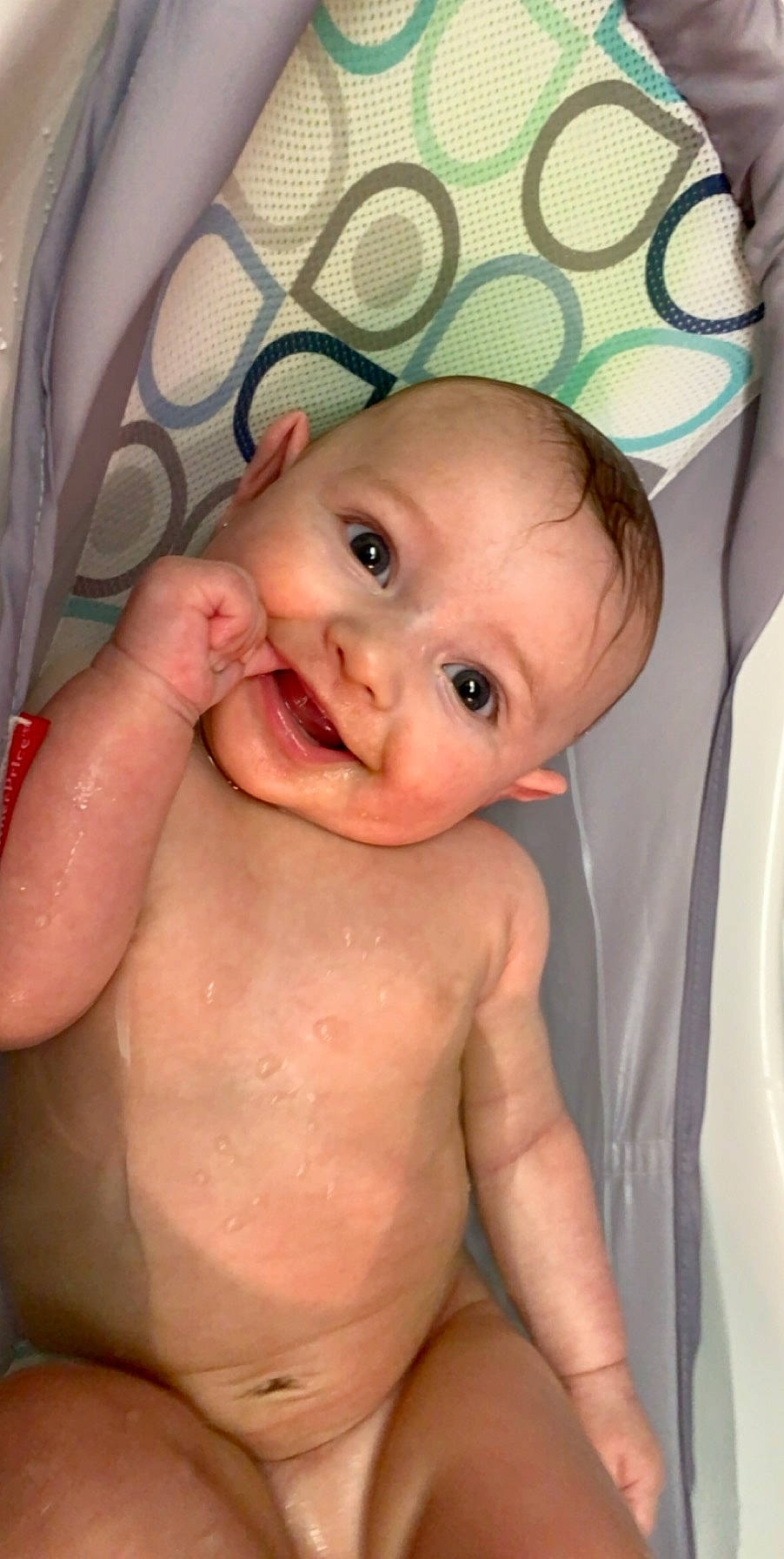 Addalynn is registered to the contest to win money with this photo: baby, baby_bathing, baby_making_funny_faces, bathing, bathtub, cheek, child, chin, eye, face, forehead, hand, head, lip, mouth, nose, person, skin, smile, toddler