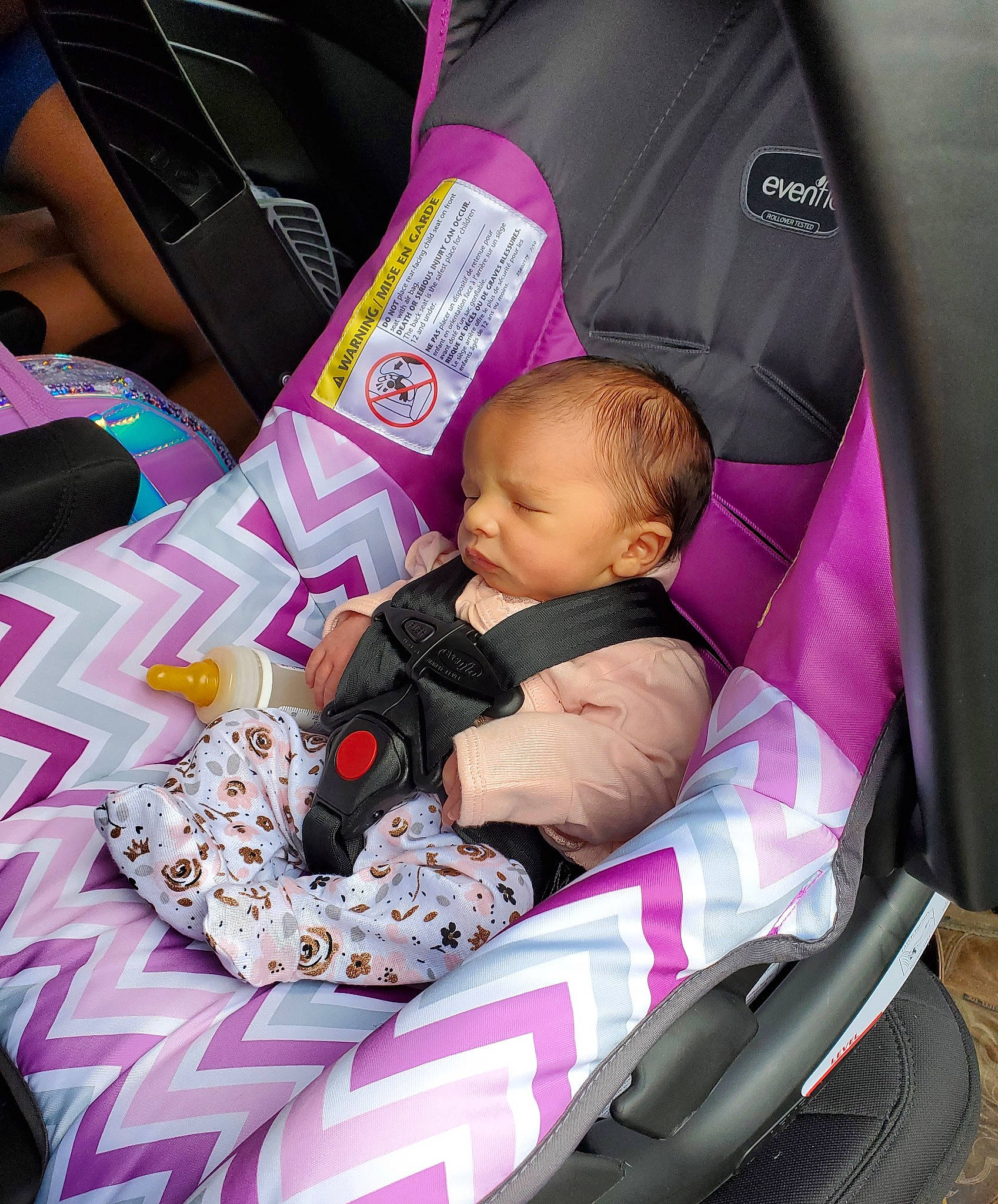 Lakelyn joined the competition — help win amazing prizes! baby, baby_carriage, baby_in_car_seat, baby_products, birth, car_seat, car_seat_cover, child, comfort, person, pink, product, sleep, toddler