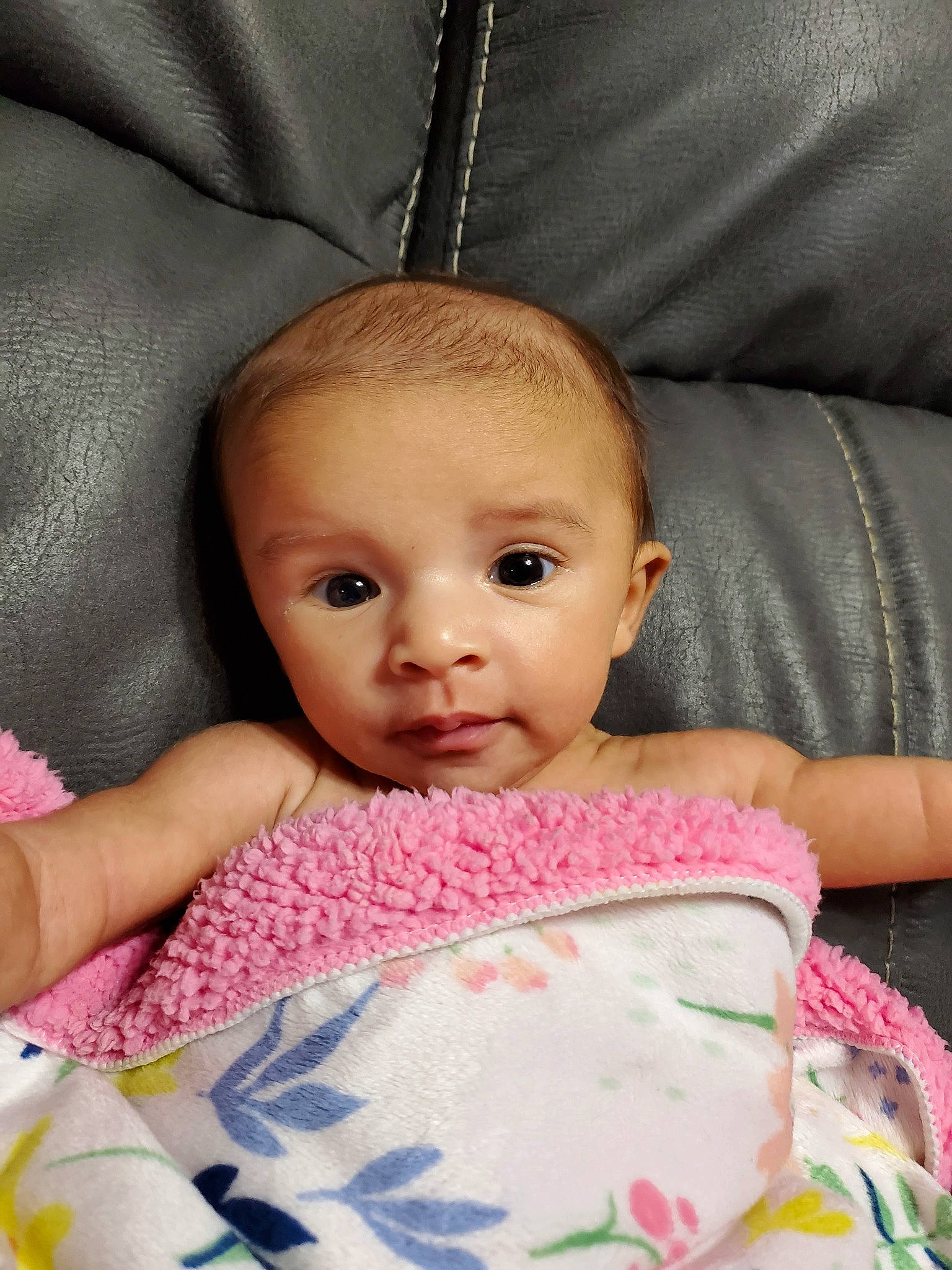 Lakelyn joined the competition — help win amazing prizes! baby, baby_products, beauty, cheek, child, eye, face, head, iris, linens, lip, nose, person, pink, product, skin, textile, toddler