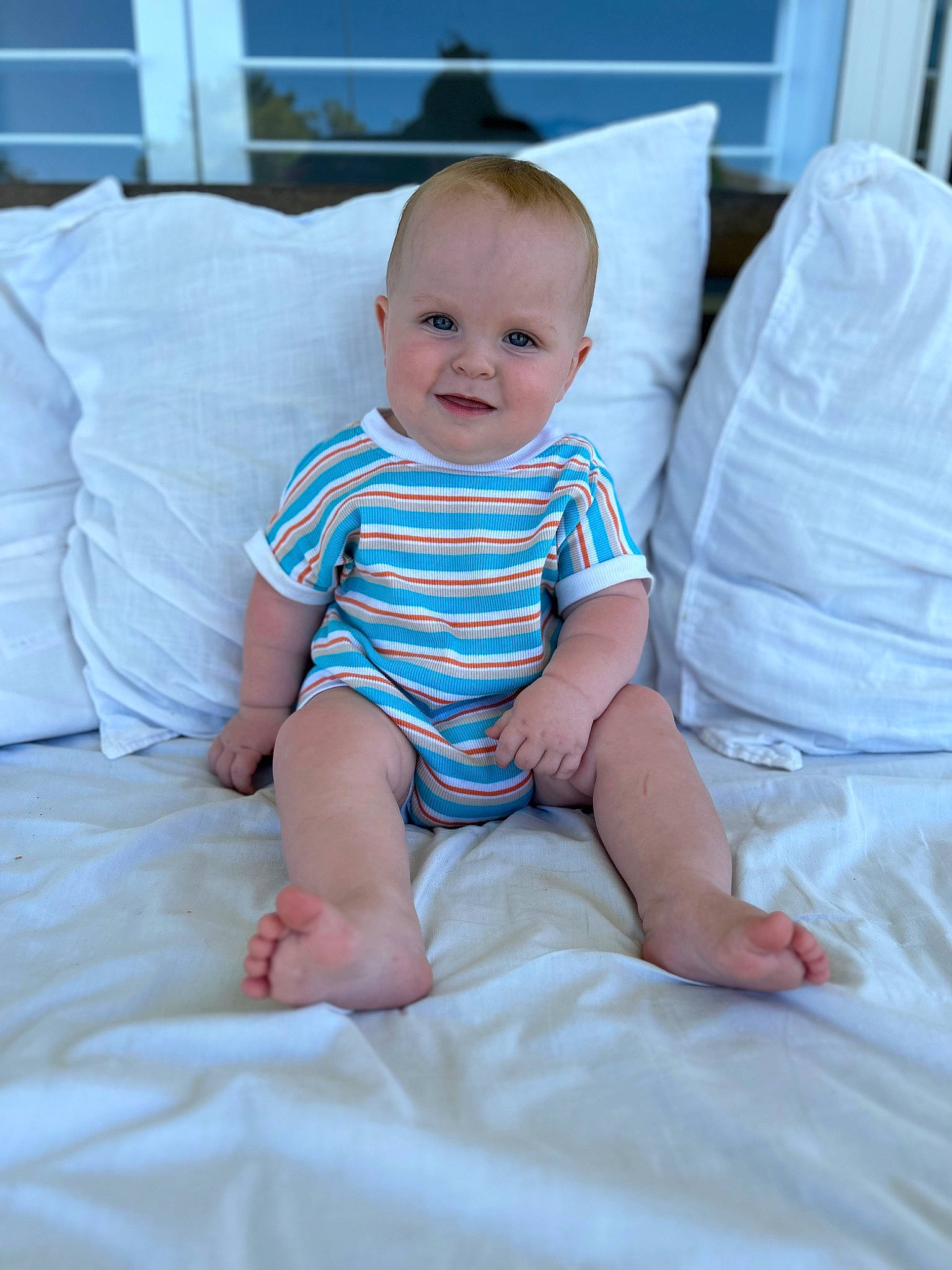 Harry joined the competition — help win amazing prizes! aqua, baby, baby_toddler_clothing, cheek, comfort, eye, face, facial_expression, flash_photography, head, iris, joy, knee, leg, person, skin, sleeve, smile, standing, stomach