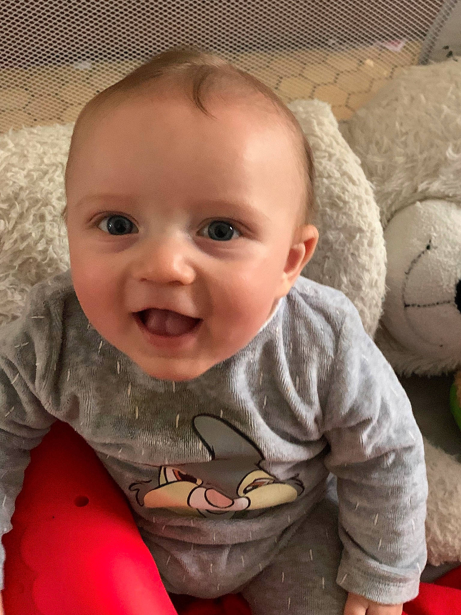 Lenny participe au concours pour gagner de l'argent avec cette photo : arm, baby, baby_toddler_clothing, cheek, chin, eye, eyebrow, flooring, fun, happy, head, iris, joy, lip, mouth, nose, person, skin, sleeve, smile