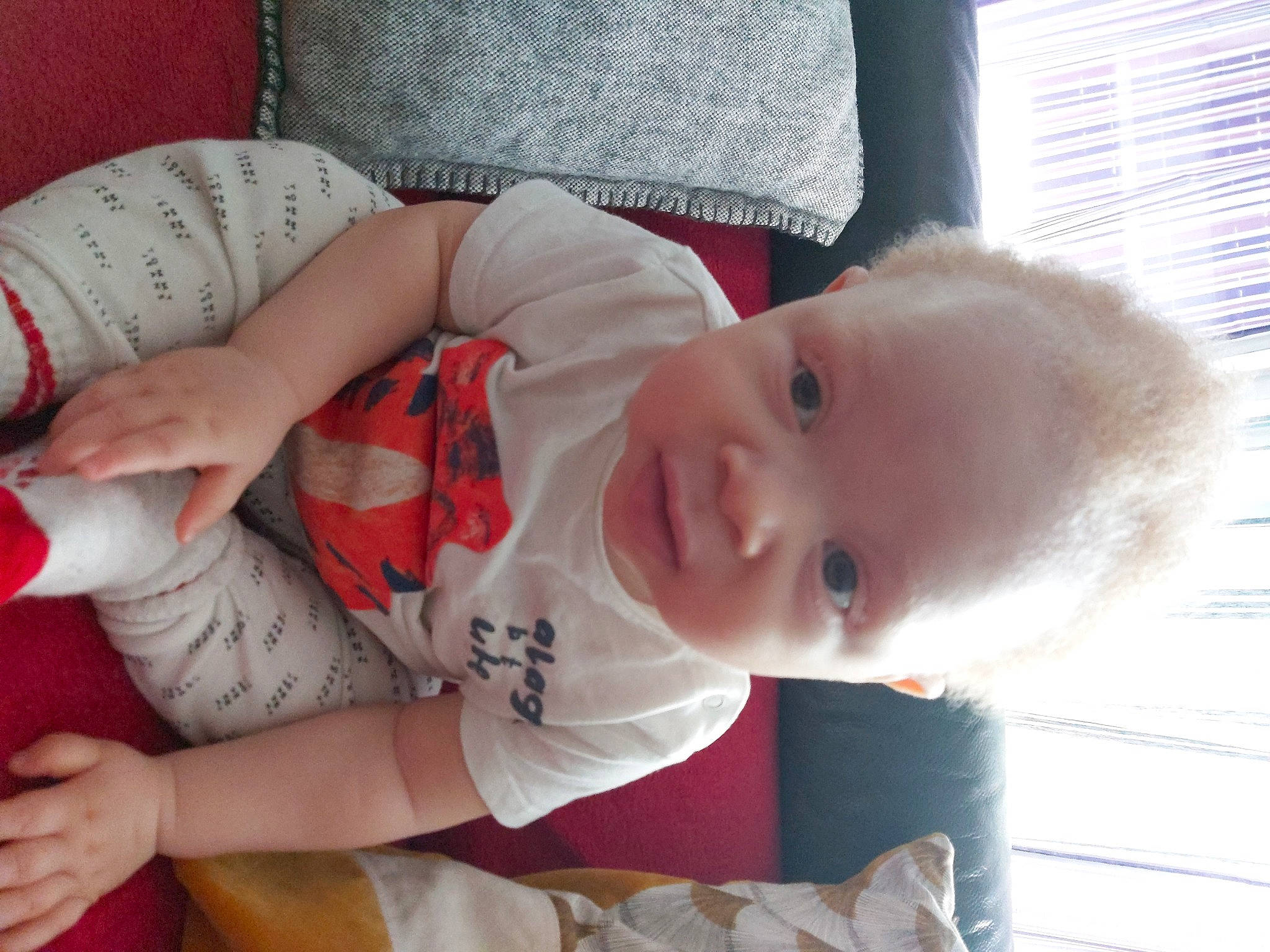 Jelany participe au concours pour gagner de l'argent avec cette photo : baby, baby_toddler_clothing, carmine, cheek, child, comfort, dress, eye, happy, human_body, human_leg, lap, lip, mouth, pattern, person, room, skin, sleeve, thigh