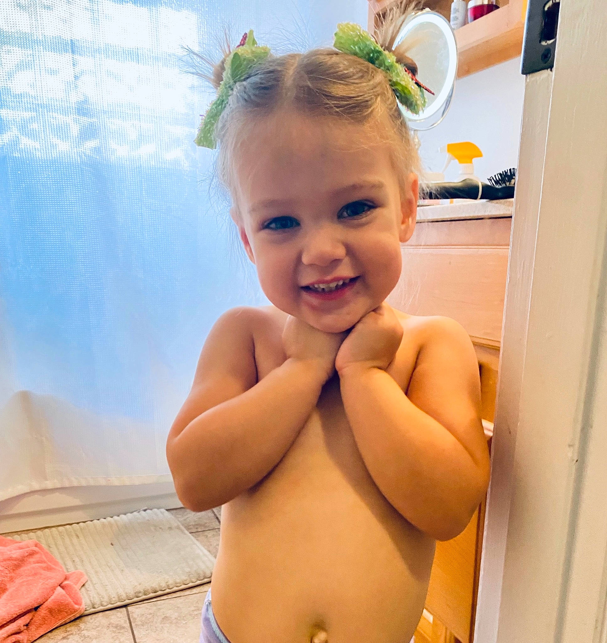 Eleanor joined the competition — help win amazing prizes! abdomen, baby, bathing, chest, ear, facial_expression, finger, goggles, hairstyle, happy, joy, organ, person, skin, smile, standing, stomach, swimwear, thigh, thumb
