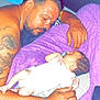 Alessio Belhache a rejoint le concours — aidez-le/la à gagner de superbes lots ! baby, bed, blanket, caring, closeup, comfort, face, family, hair, hand, indoor, love, man, pacifier, purple, relaxation, resting, skin, sleeping, tattoo