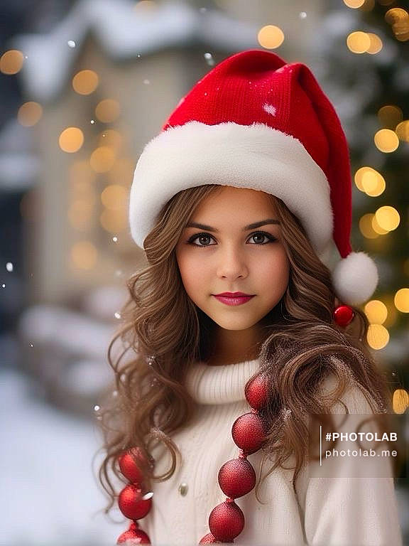 London joined the competition — help win amazing prizes! beauty, cap, christmas, christmas_decoration, christmas_ornament, eye, eyelash, facial_expression, fashion, flash_photography, happy, head, headgear, headwear, human_body, lip, long_hair, organ, person, plant