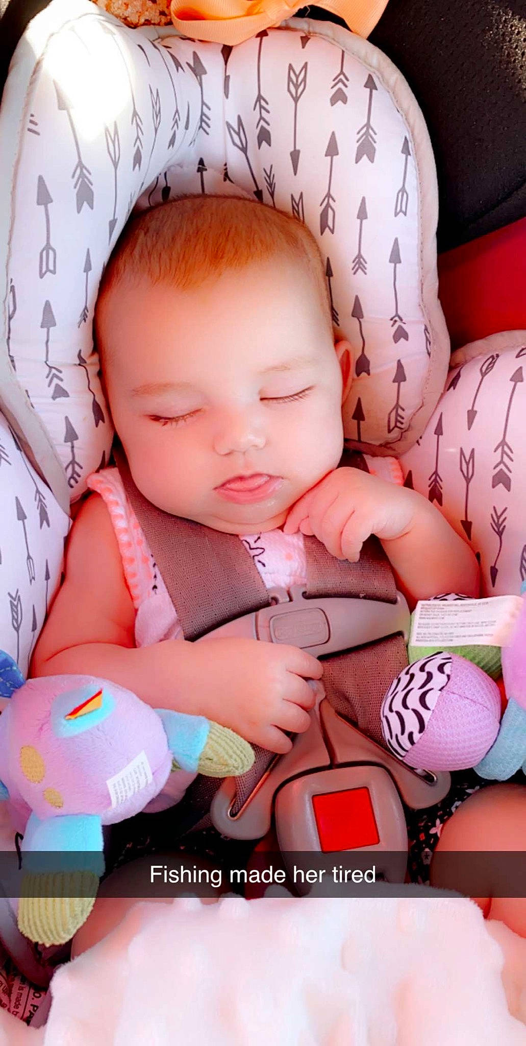 Everleigh is registered to the contest to win money with this photo: baby, baby_in_car_seat, baby_toddler_clothing, cheek, child, person, pink, play, product, toddler