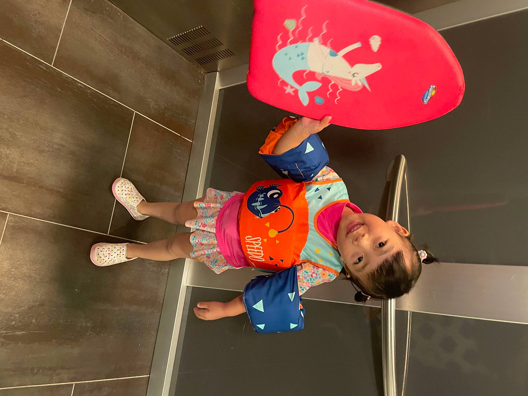 Mia joined the competition — help win amazing prizes! adventure, carmine, competition, fun, hat, individual_sports, joy, leisure, orange, outdoor_shoe, person, recreation, red, room, shorts, sports, sportswear, t_shirt, toddler, world