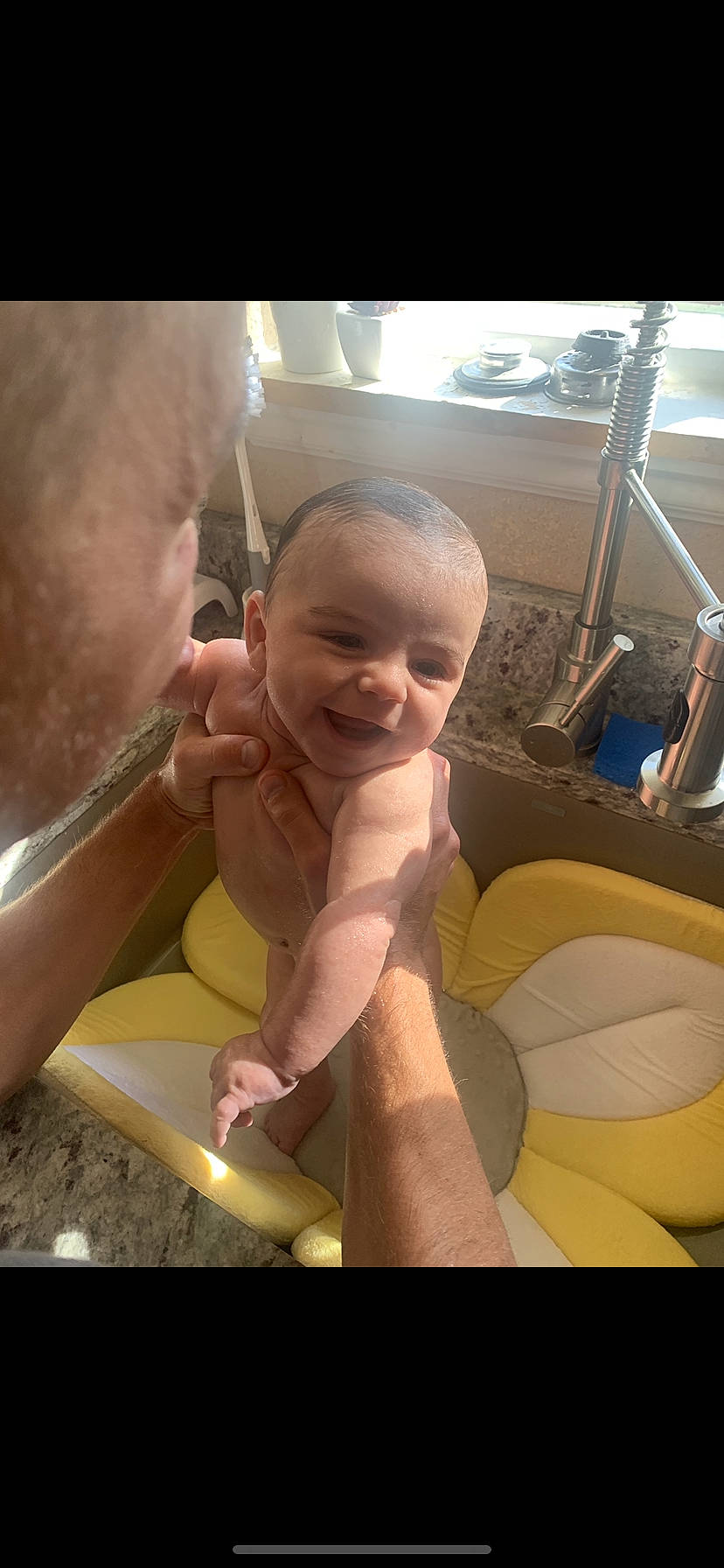 Chance is registered to the contest to win money with this photo: baby, bathing, chest, child, eyewear, finger, fun, gesture, hairstyle, happy, human, joy, mammal, mouth, muscle, nail, nose, person, skin, smile