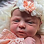 Sophia May Leno is registered to the contest to win money with this photo: newborn, baby, infant, headband, flower, peach, lace, closeup, portrait, soft, sleepy, cute, skin, hand, face, resting, peaceful, delicate, fabric, fluffy