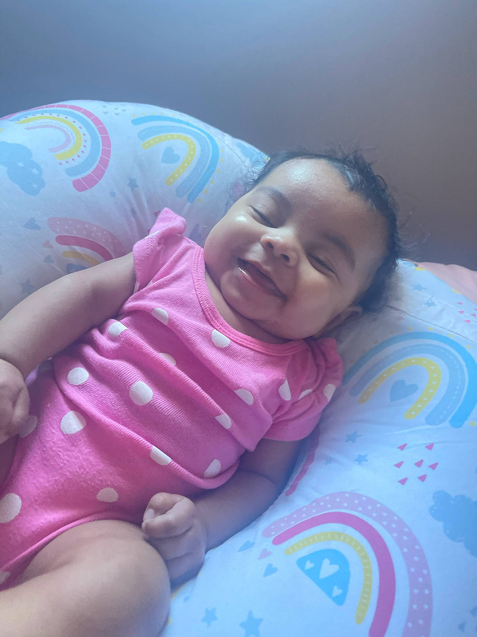 Zylah joined the competition — help win amazing prizes! arm, baby, cheek, comfort, facial_expression, finger, gesture, hand, happy, head, human, human_body, mammal, mouth, nose, person, pink, purple, skin, smile