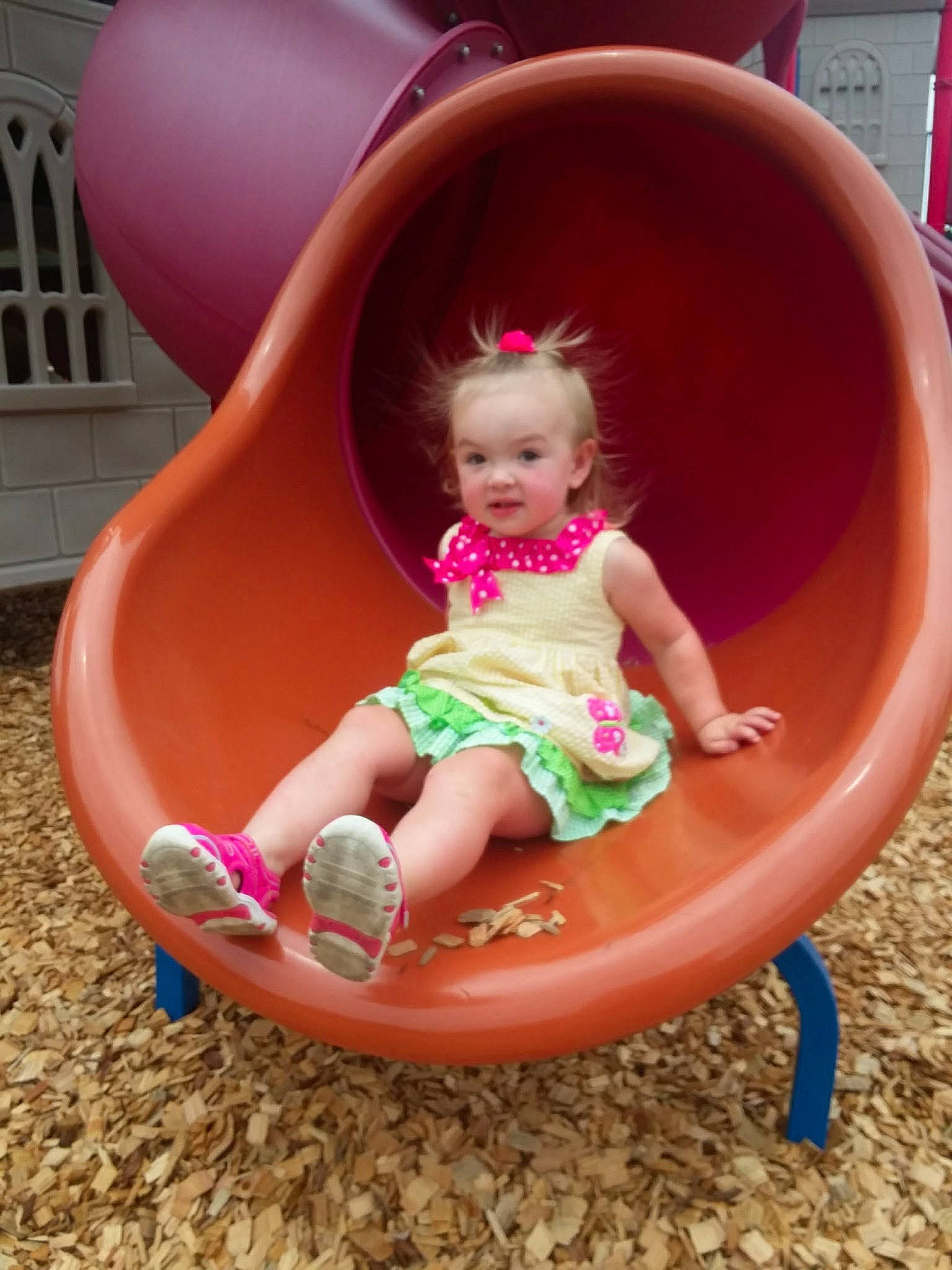 Haley joined the competition — help win amazing prizes! baby, baby_toddler_clothing, beauty, child, circle, city, comfort, fun, human_settlement, leisure, magenta, organ, outdoor_play_equipment, person, pink, play, purple, recreation, sitting, summer