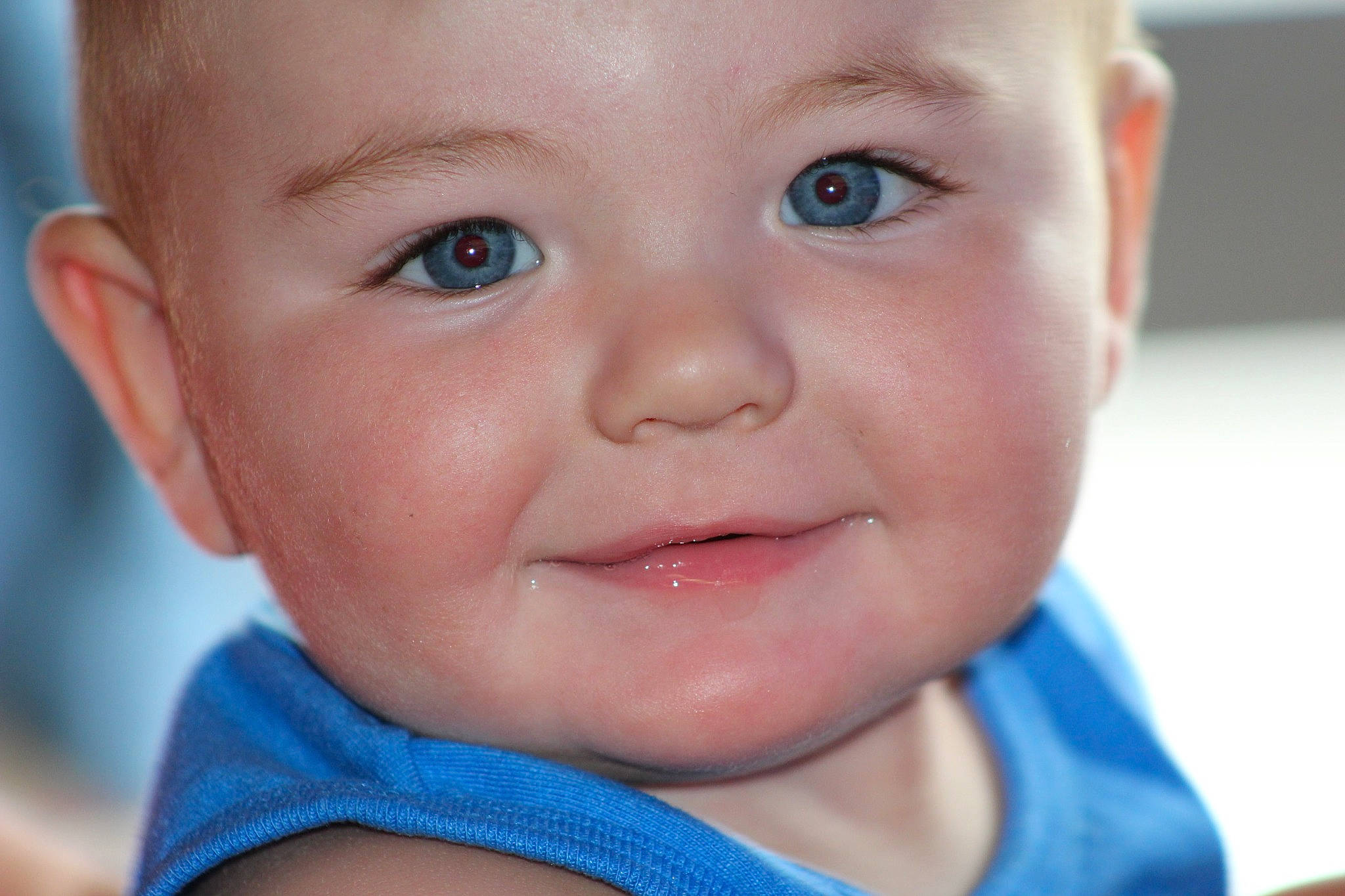 Corbin is registered to the contest to win money with this photo: azure, baby, baby_toddler_clothing, cheek, child, ear, electric_blue, eye, eyebrow, eyelash, forehead, hairstyle, happy, iris, joy, lip, mouth, nose, person, skin